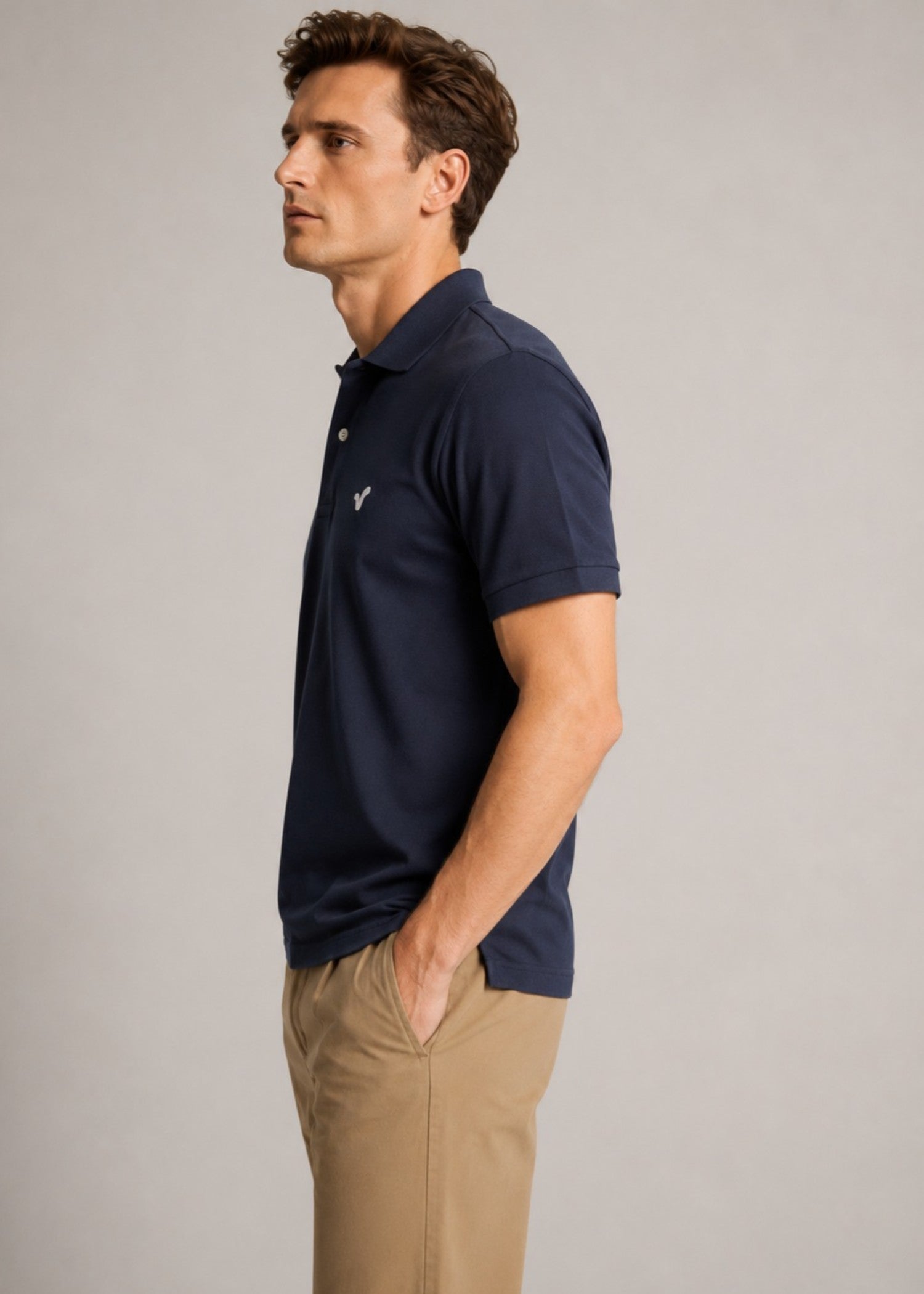 cotton Polo Shirt in Midnight blue