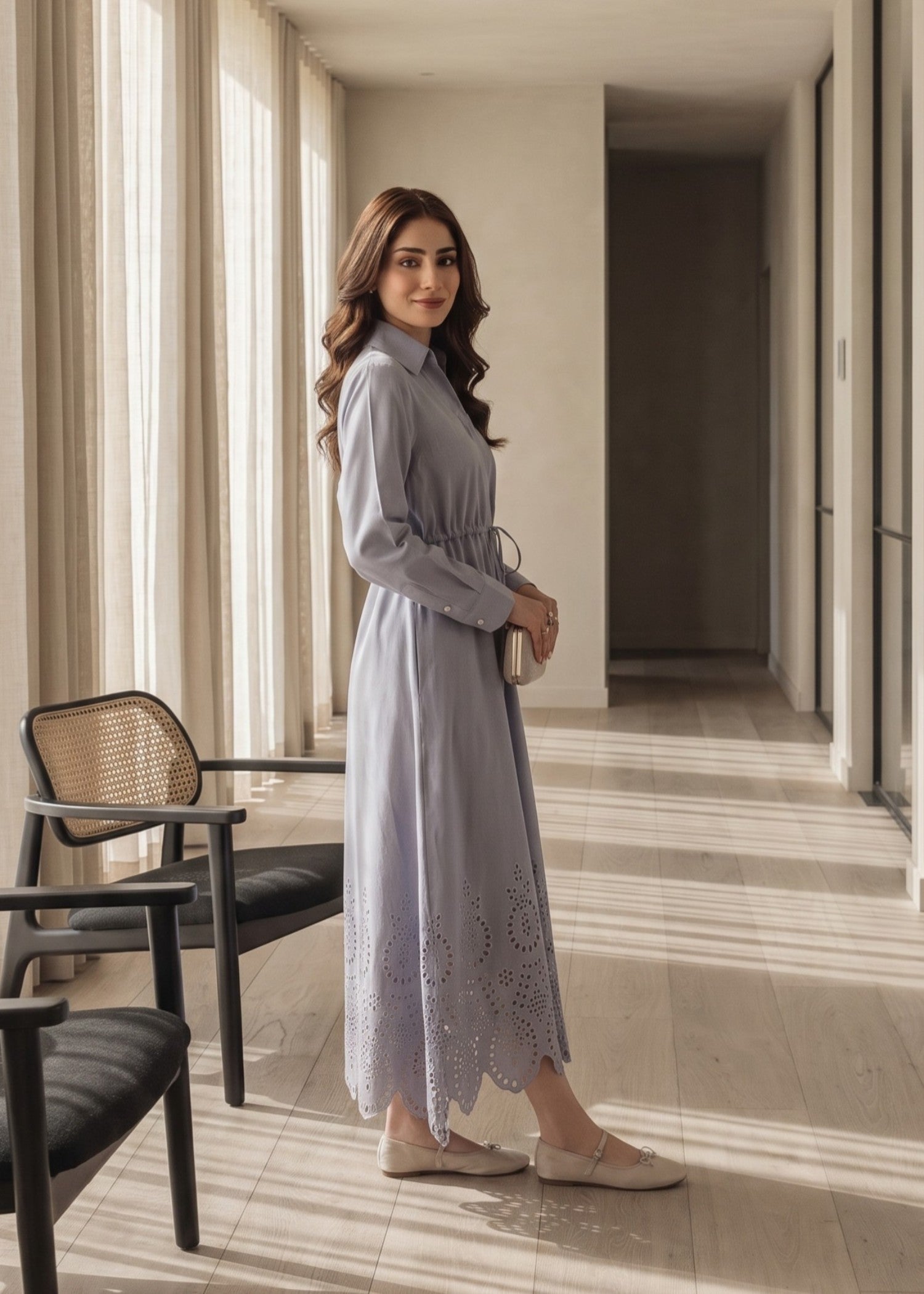 cotton Dress in Duck egg grey