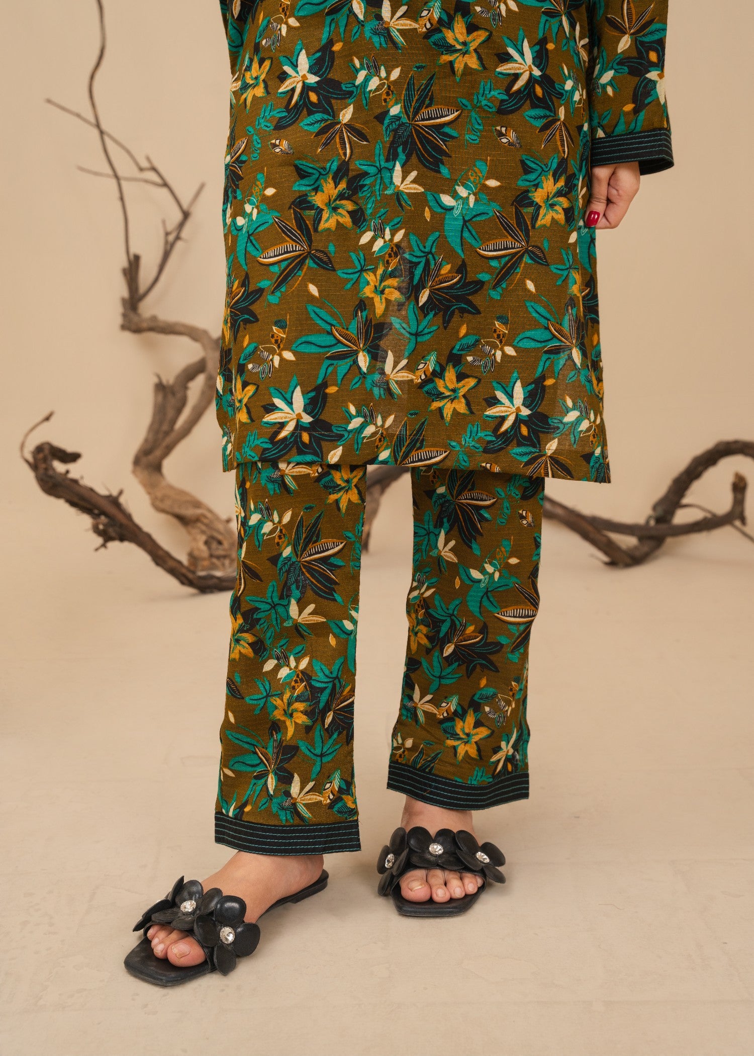 lawn Co Ord Sets in Olive green