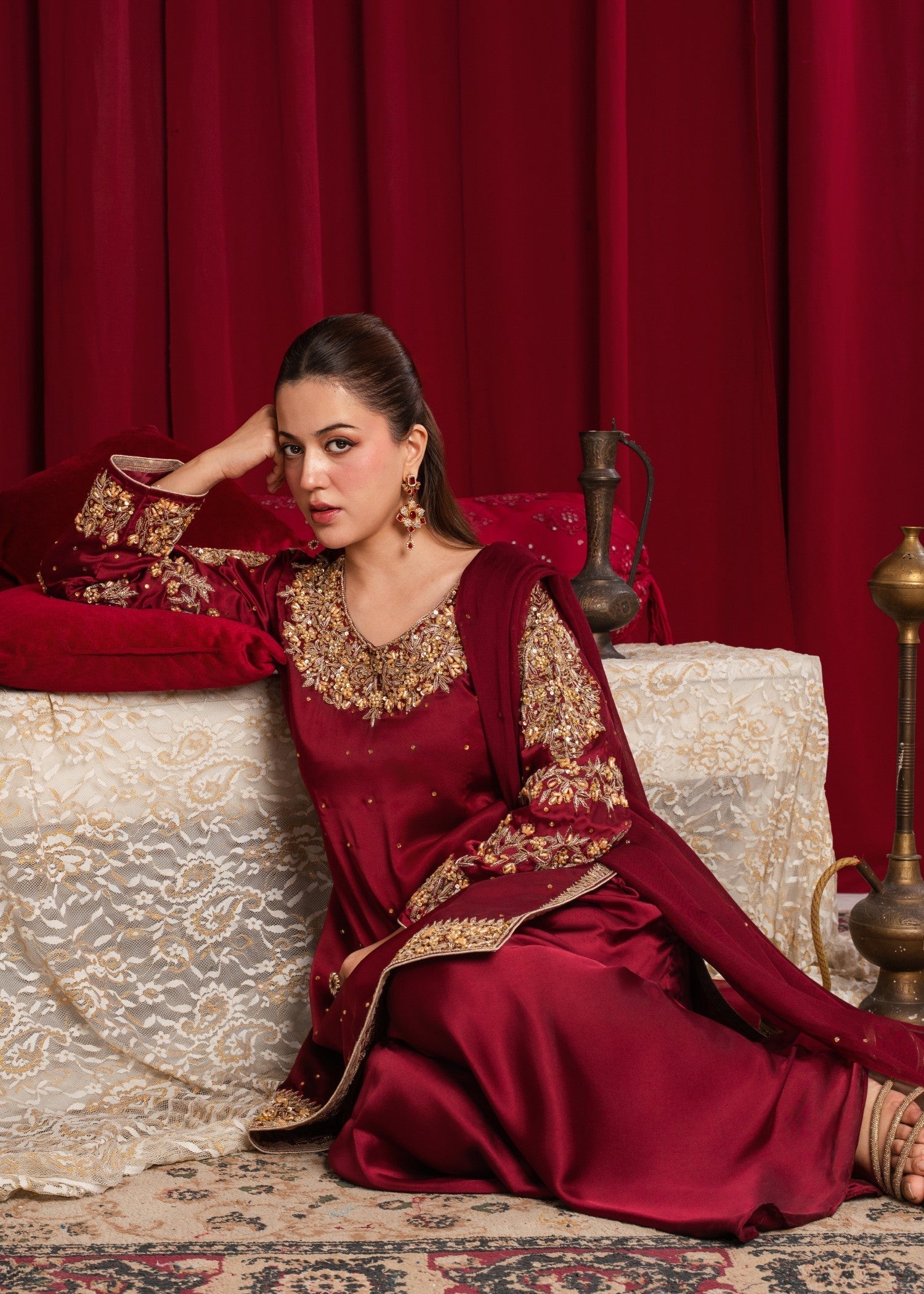 charmuse/shamooz Sharara in Maroon