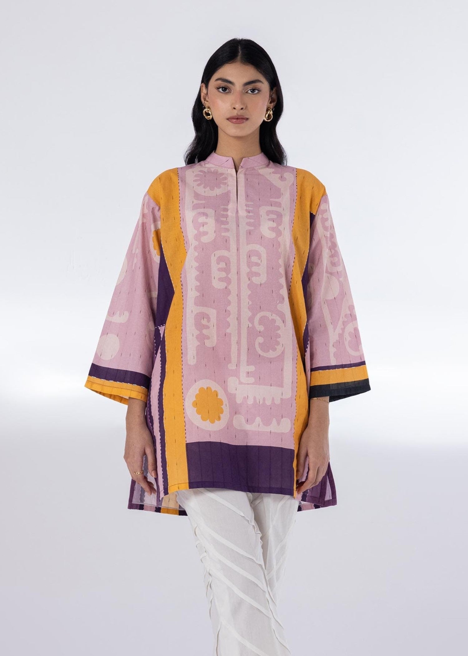 textured lawn Kurti in Multi