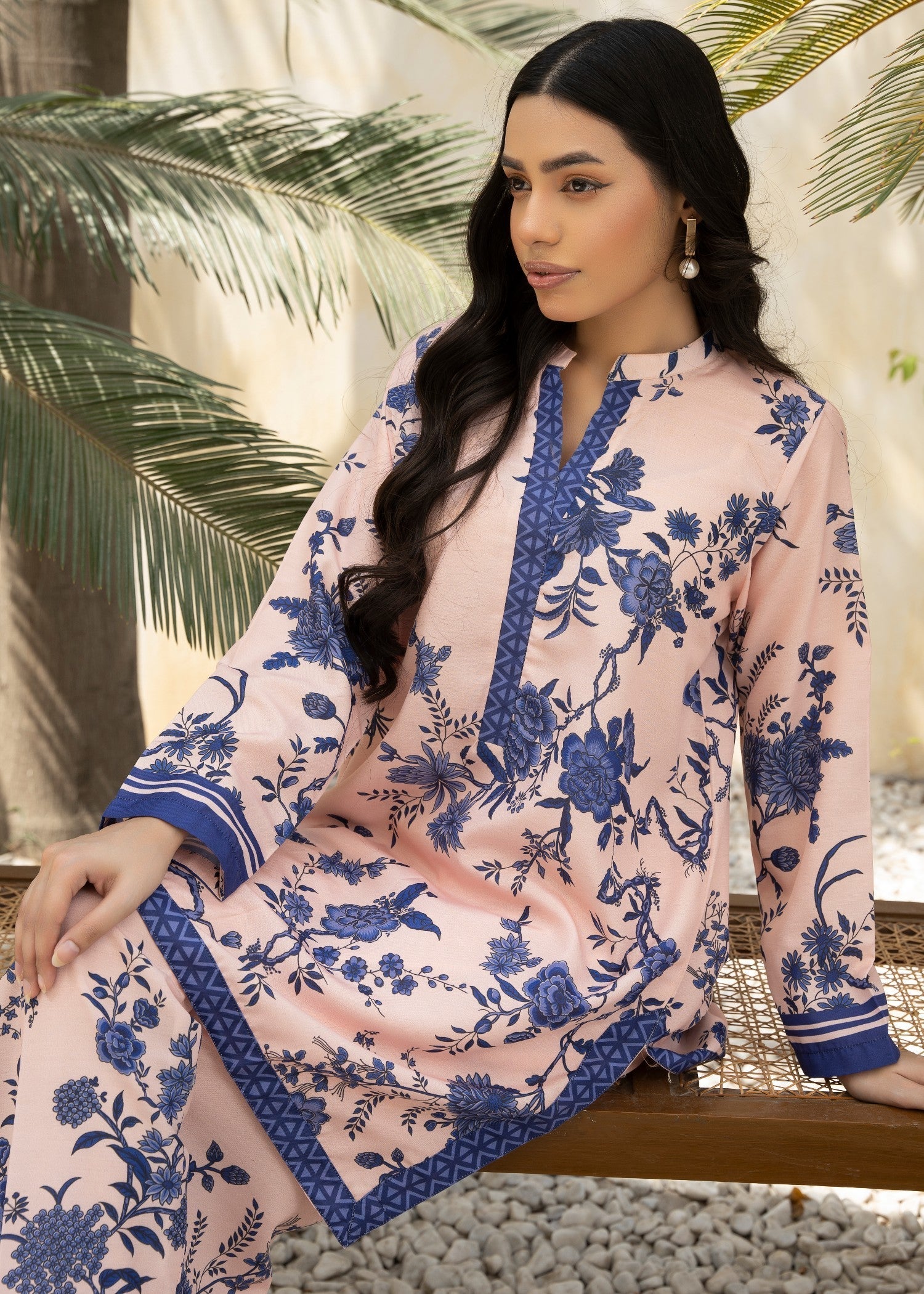 blended cambric Co Ord Sets in Peach pink
