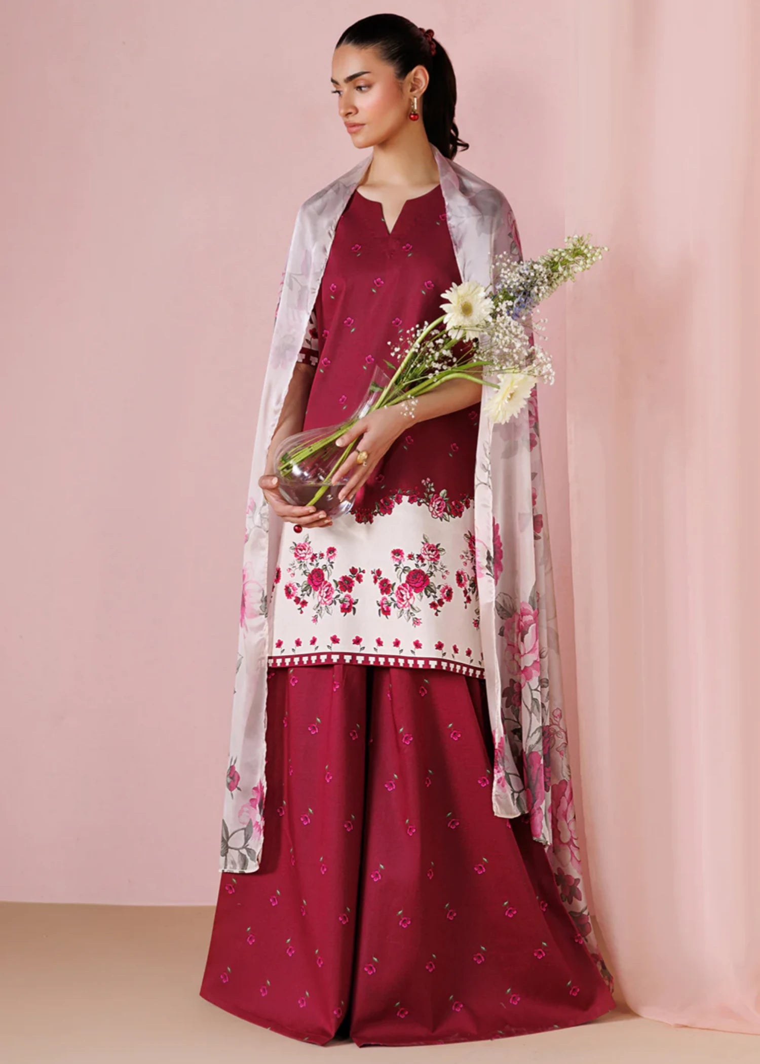 lawn Kurta Set in Mulberry