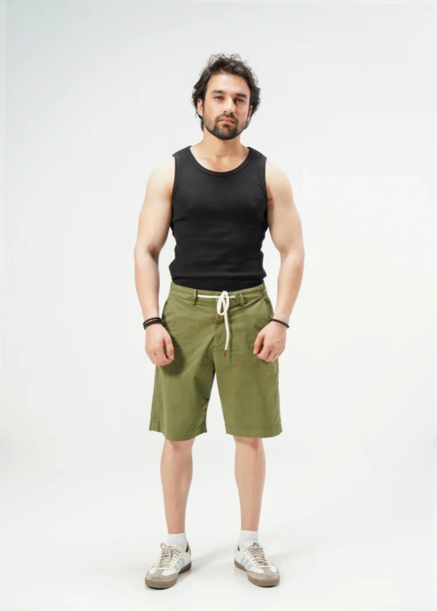 stretch denim Shorts in Green