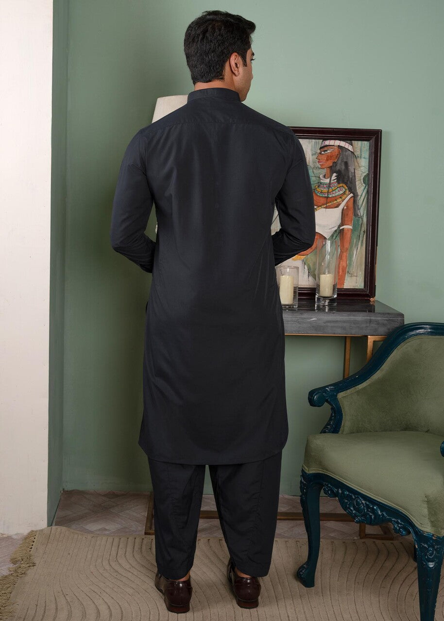 wash & wear Shalwar Kameez in Charcoal black