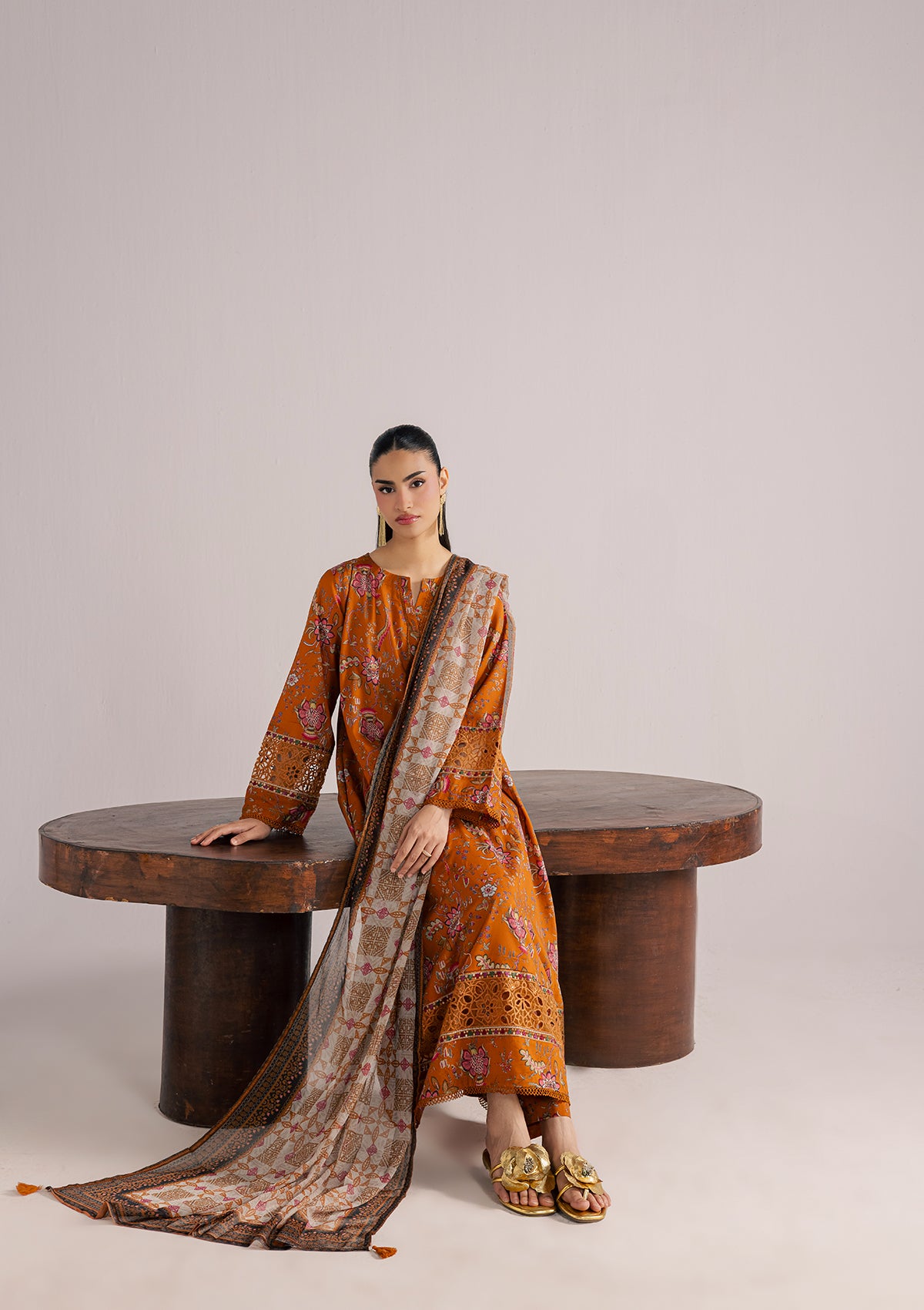 lawn Kurta Set in Mustard