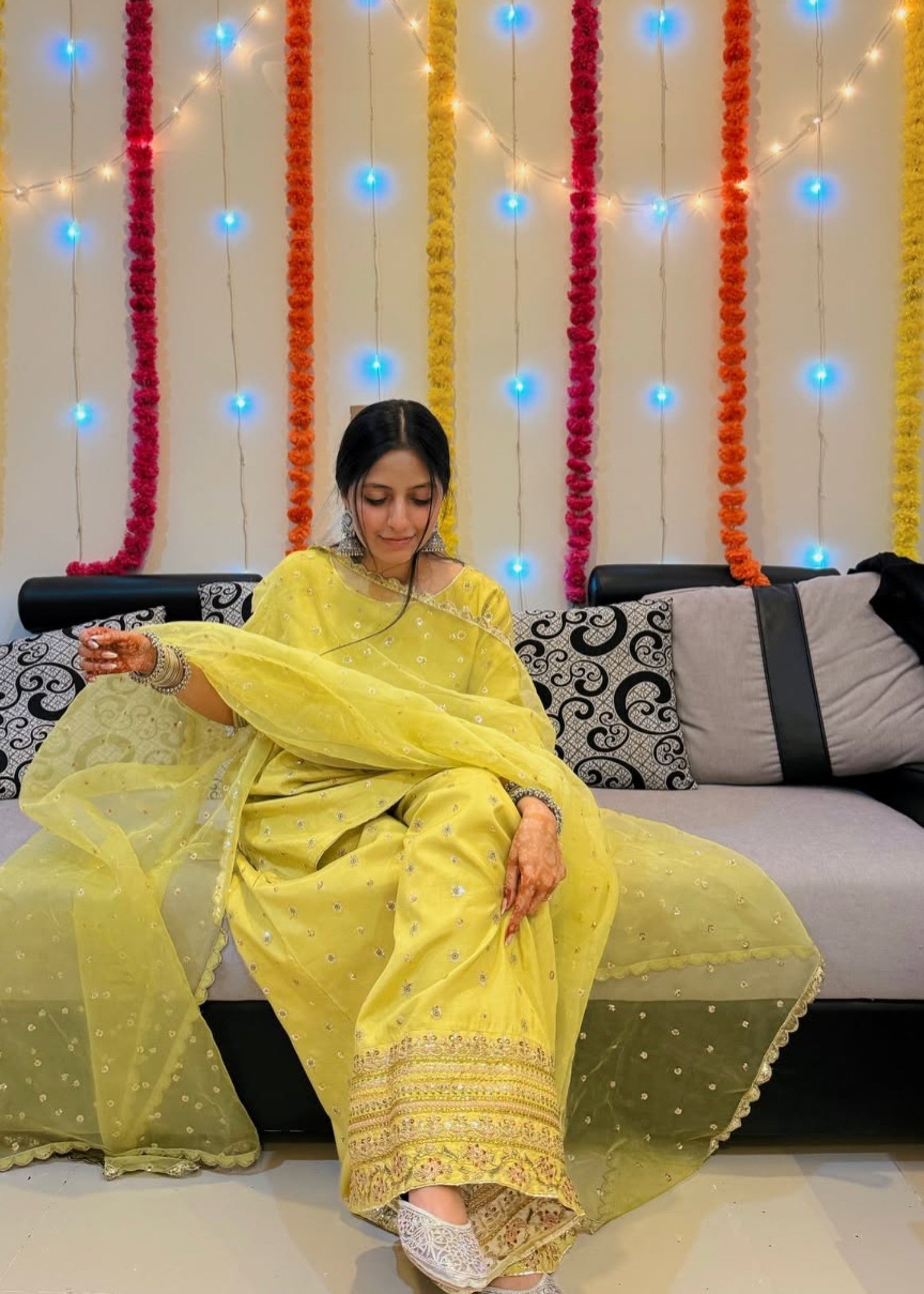 silk Kurta Set in Yellow