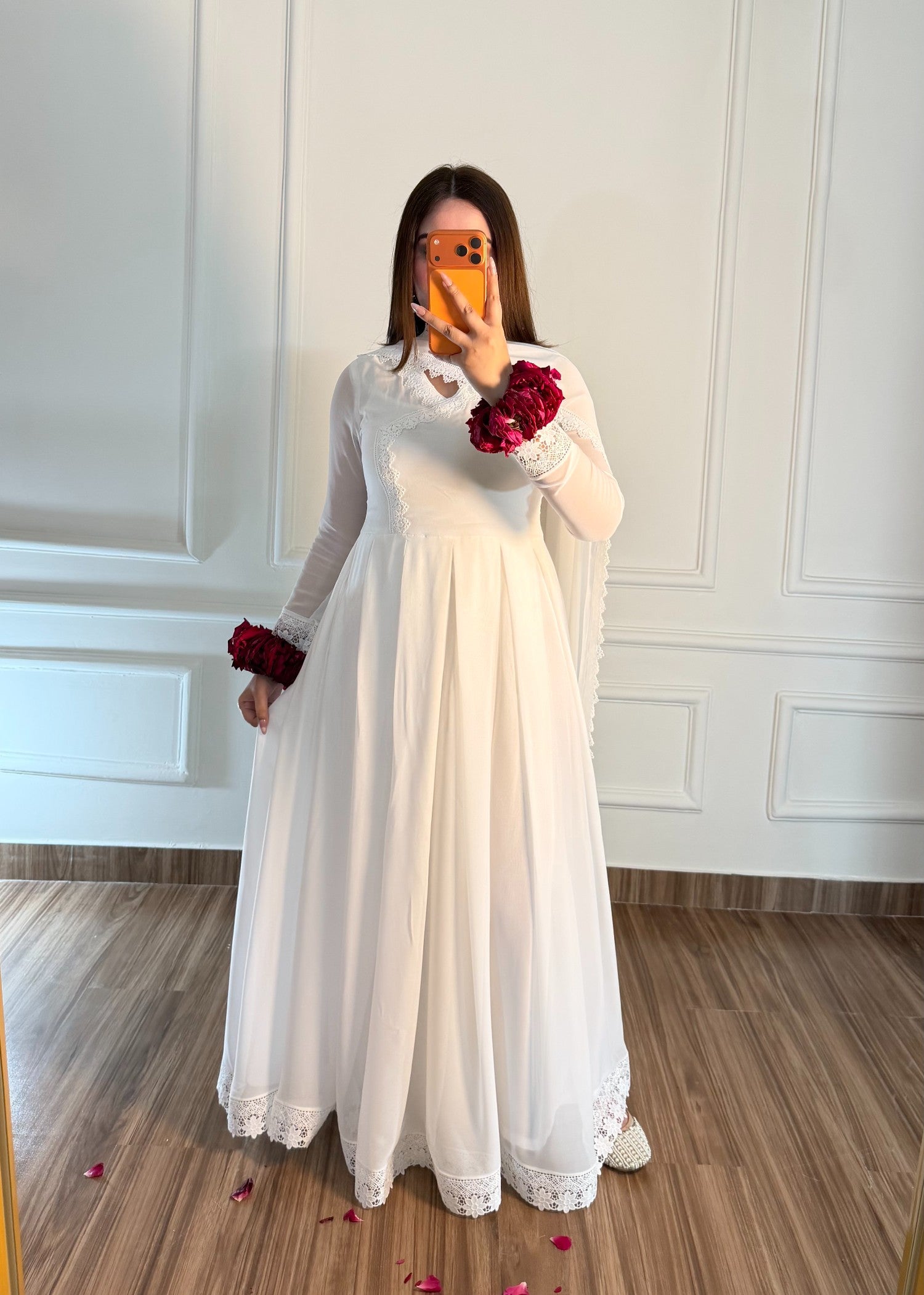 georgette chiffon Angrakha in Off-white