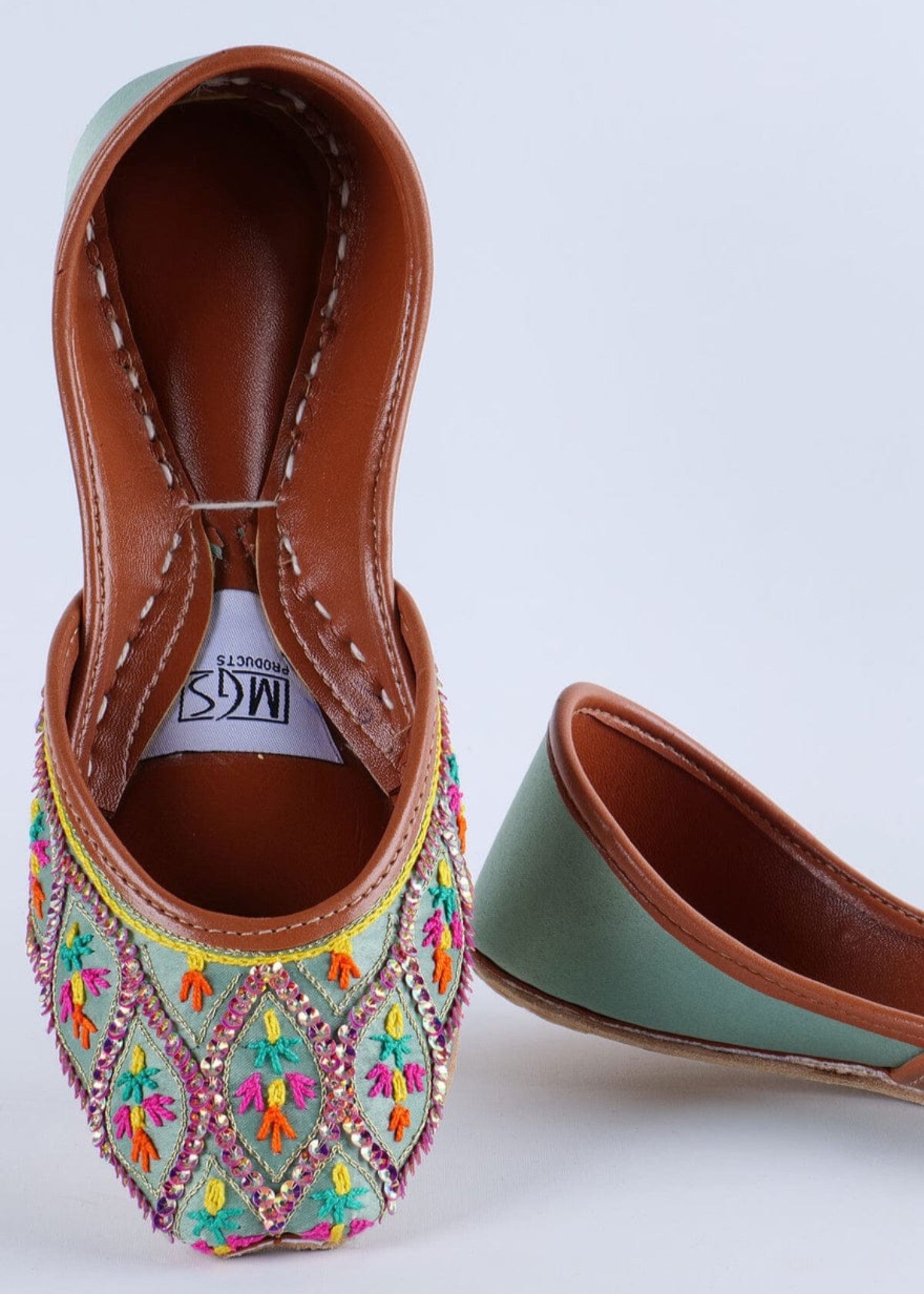 Khussa in Moss green by - High Quality Women Khussa VLB2620
