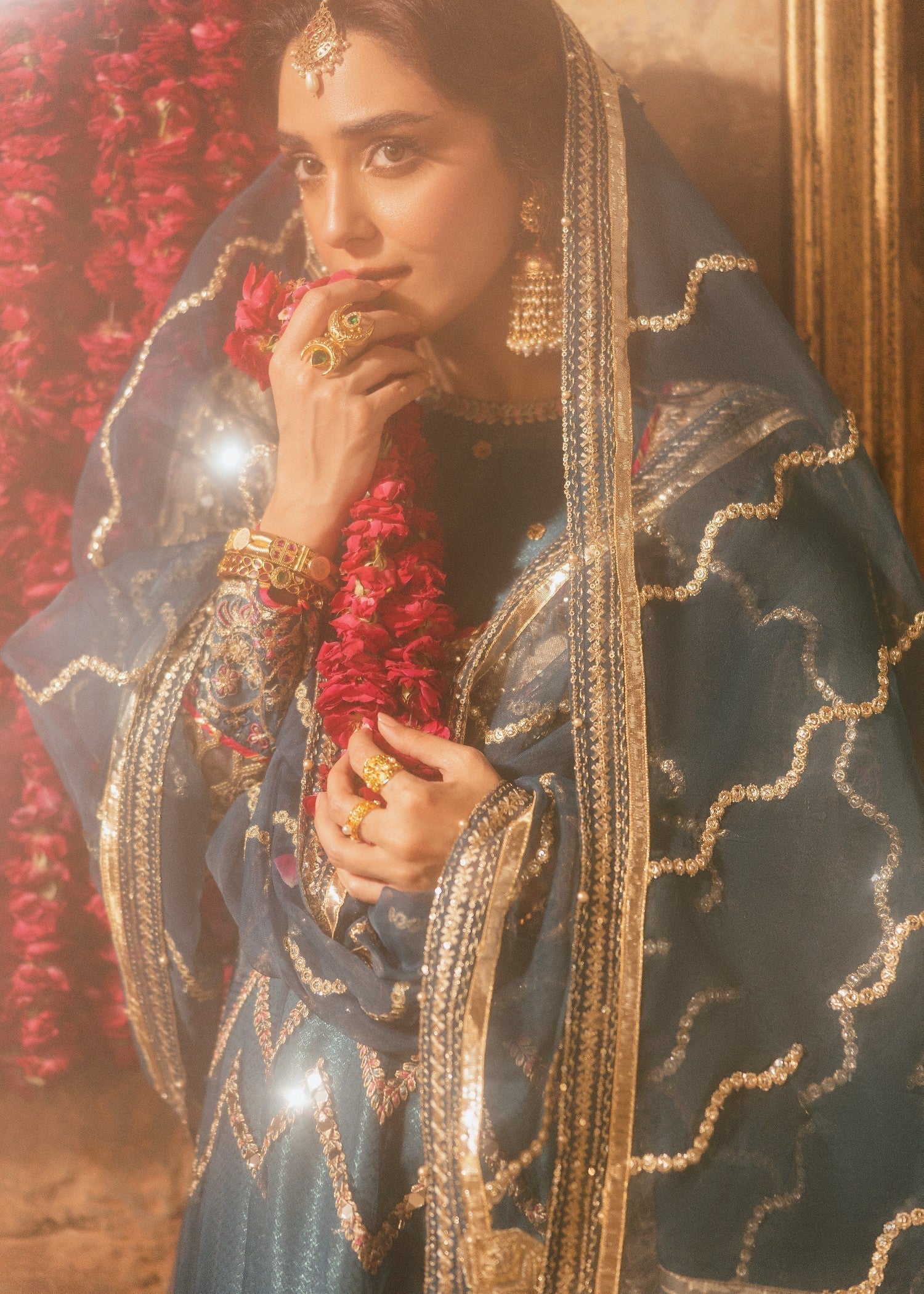 organza Pishwas in Blue