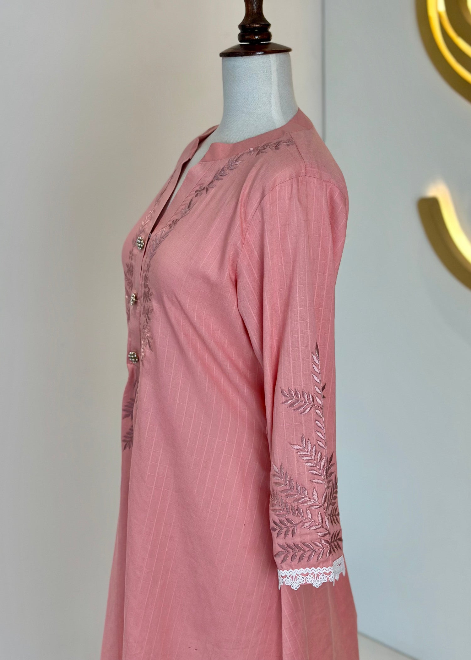 cotton Short Frock in Tea rose pink