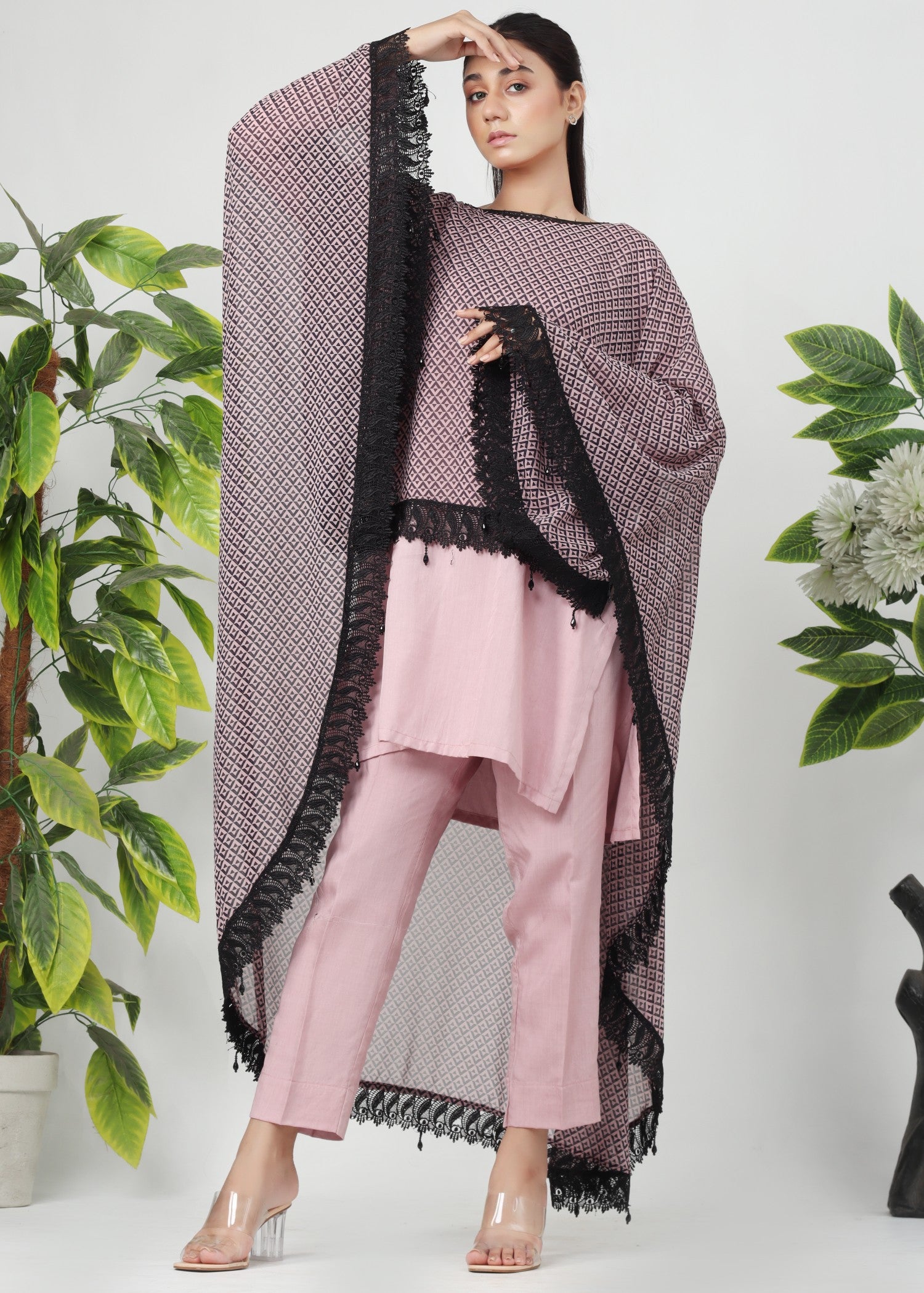 viscose Kaftan in Pink