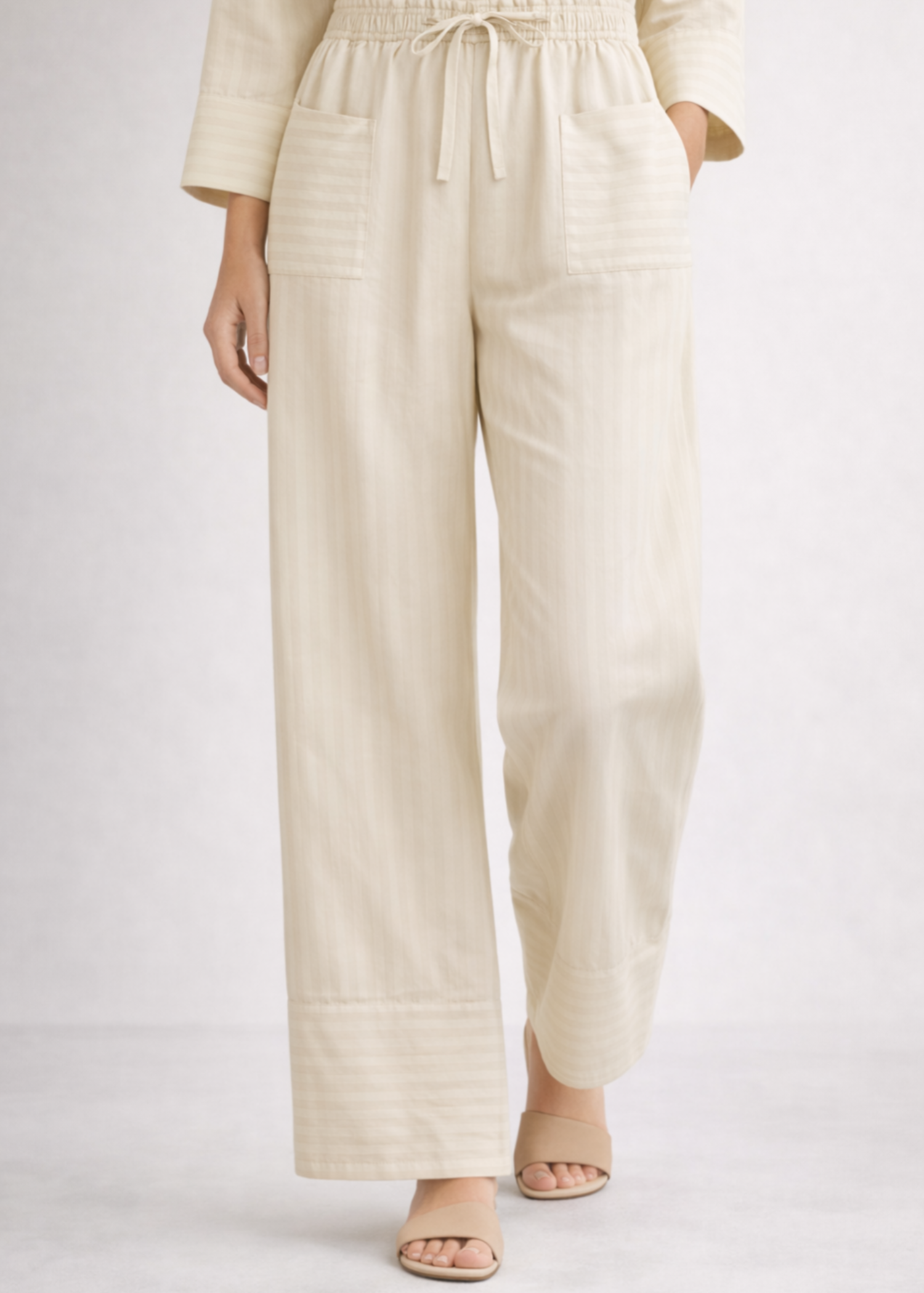 cotton linen Trousers in Cream