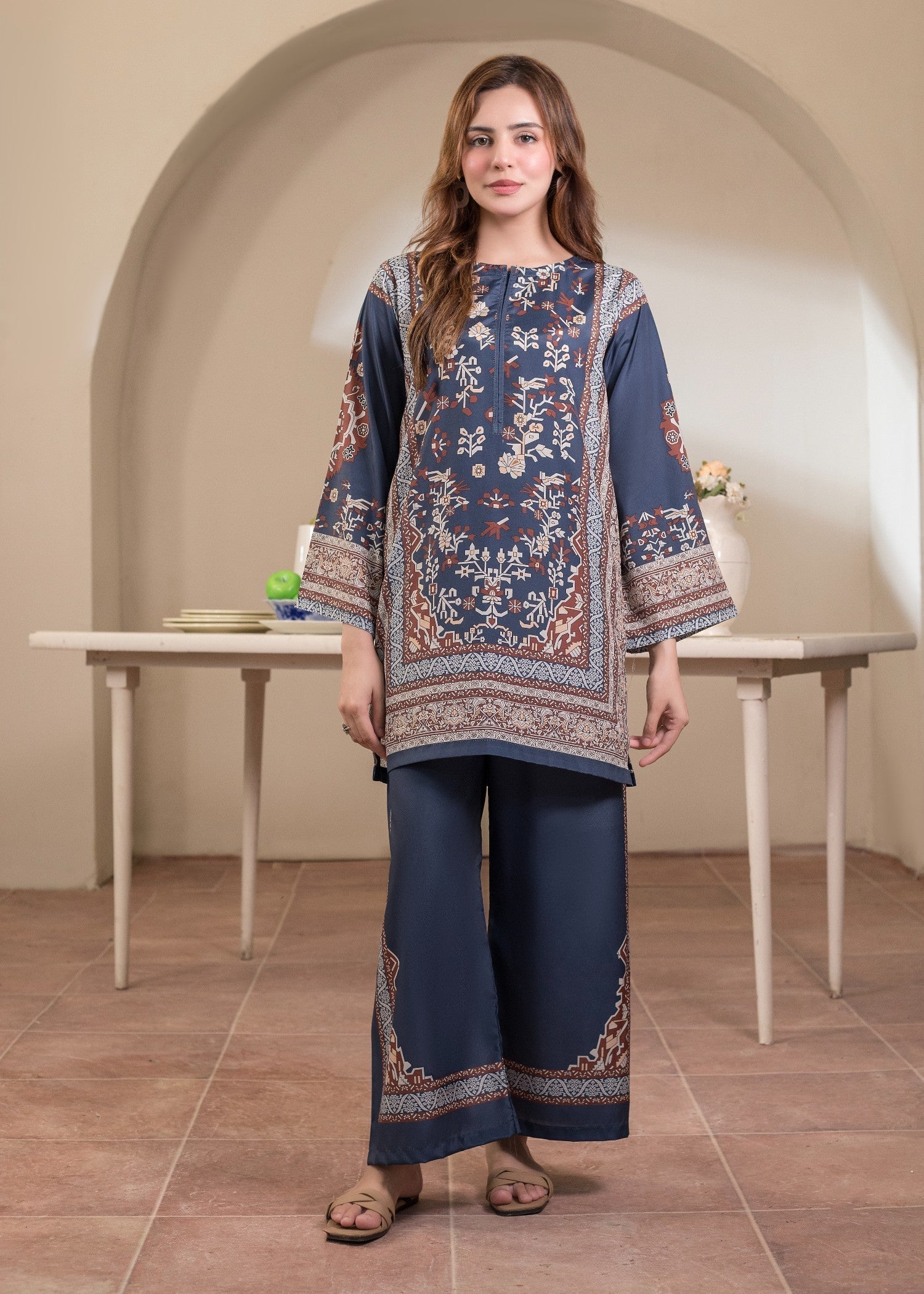 polyester crepe Co Ord Sets in Navy blue