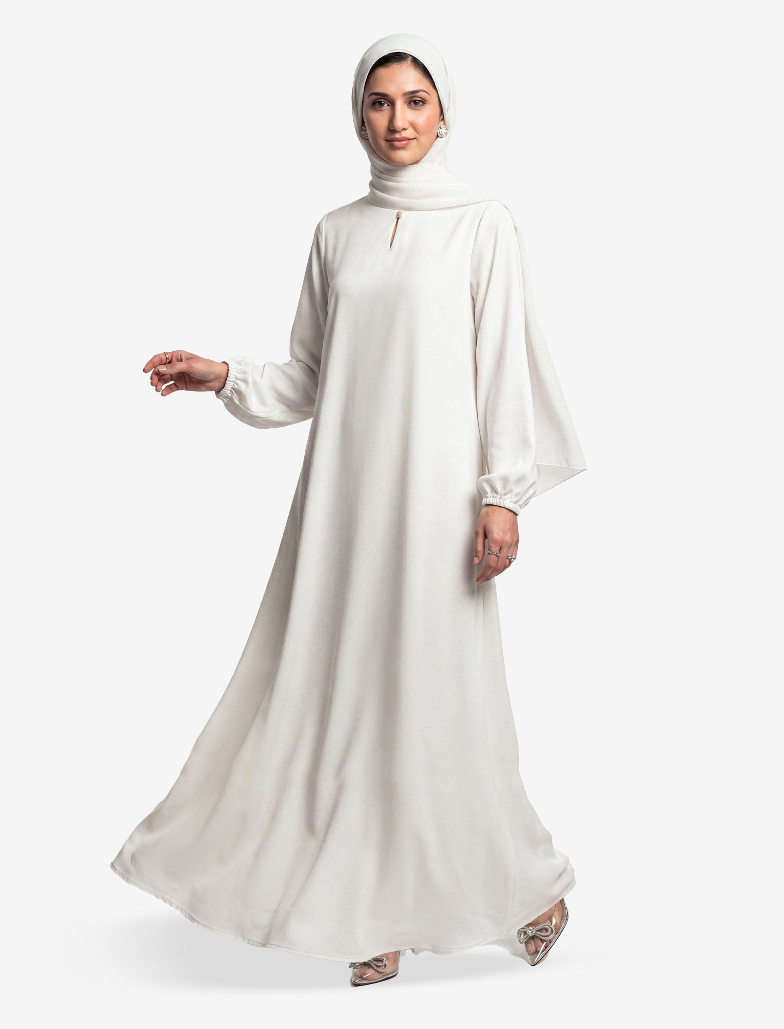 polyester Abaya in Ivory