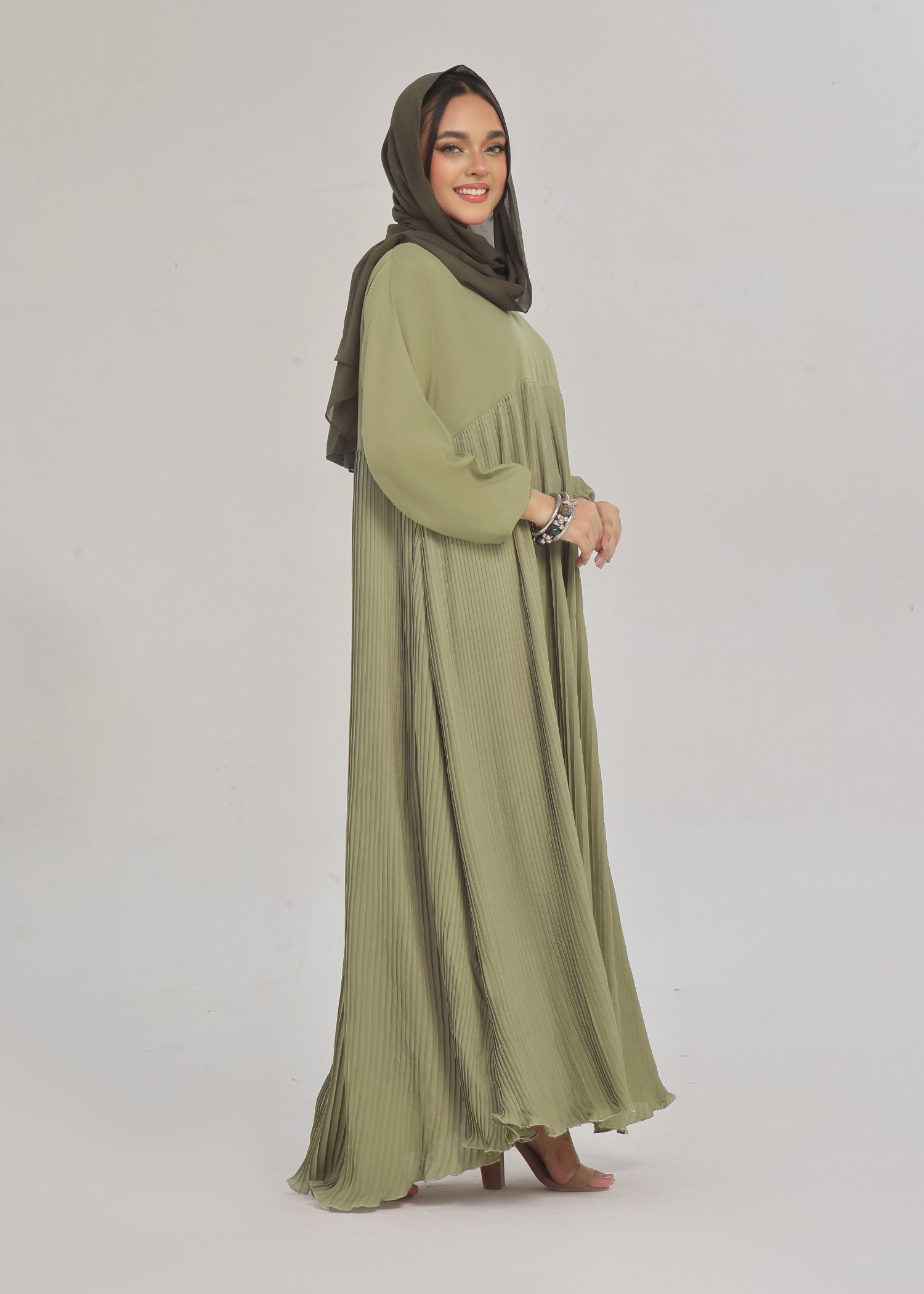 nidha Abaya in Sage green