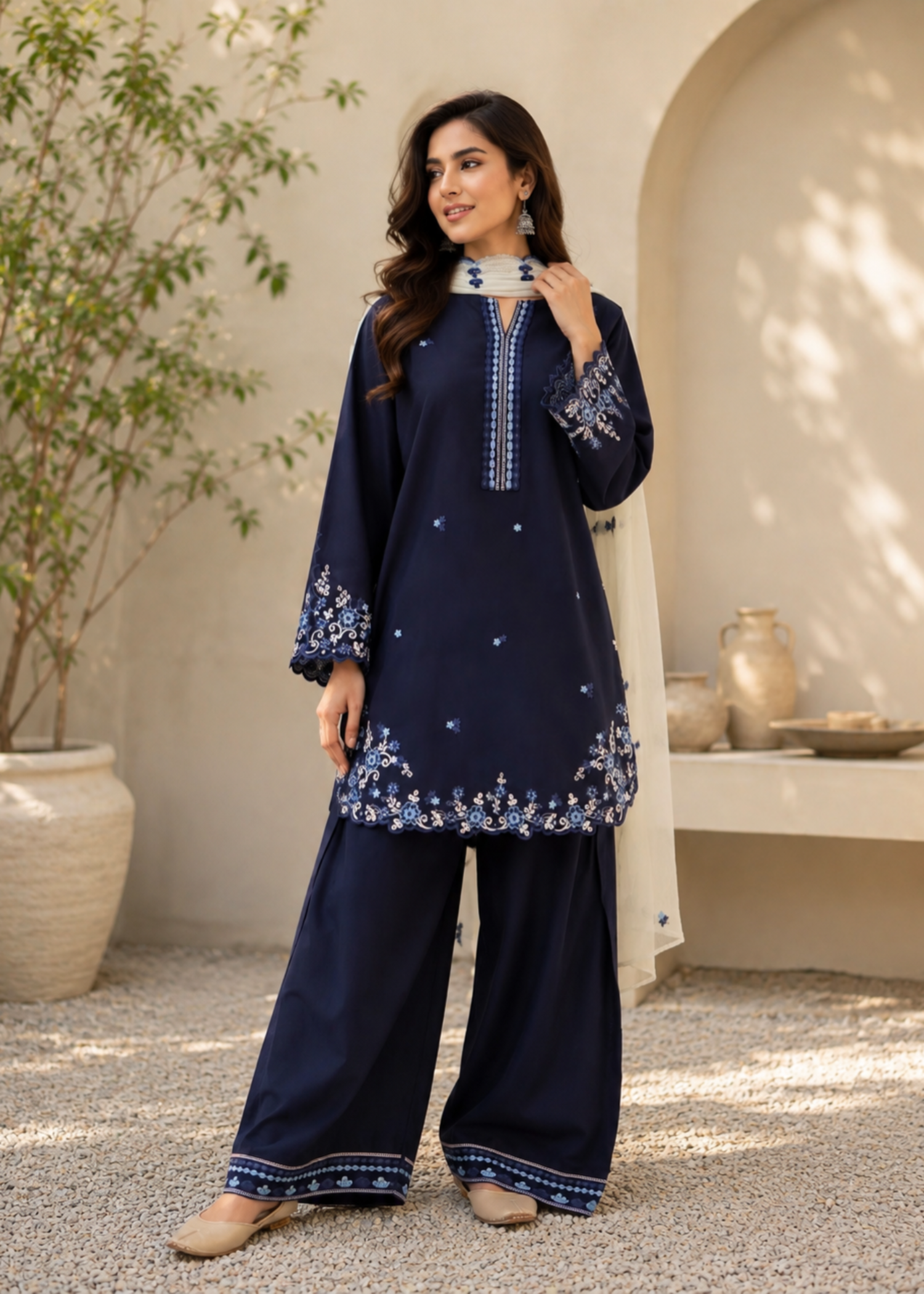 cotton linen Kurta Set in Baby pink