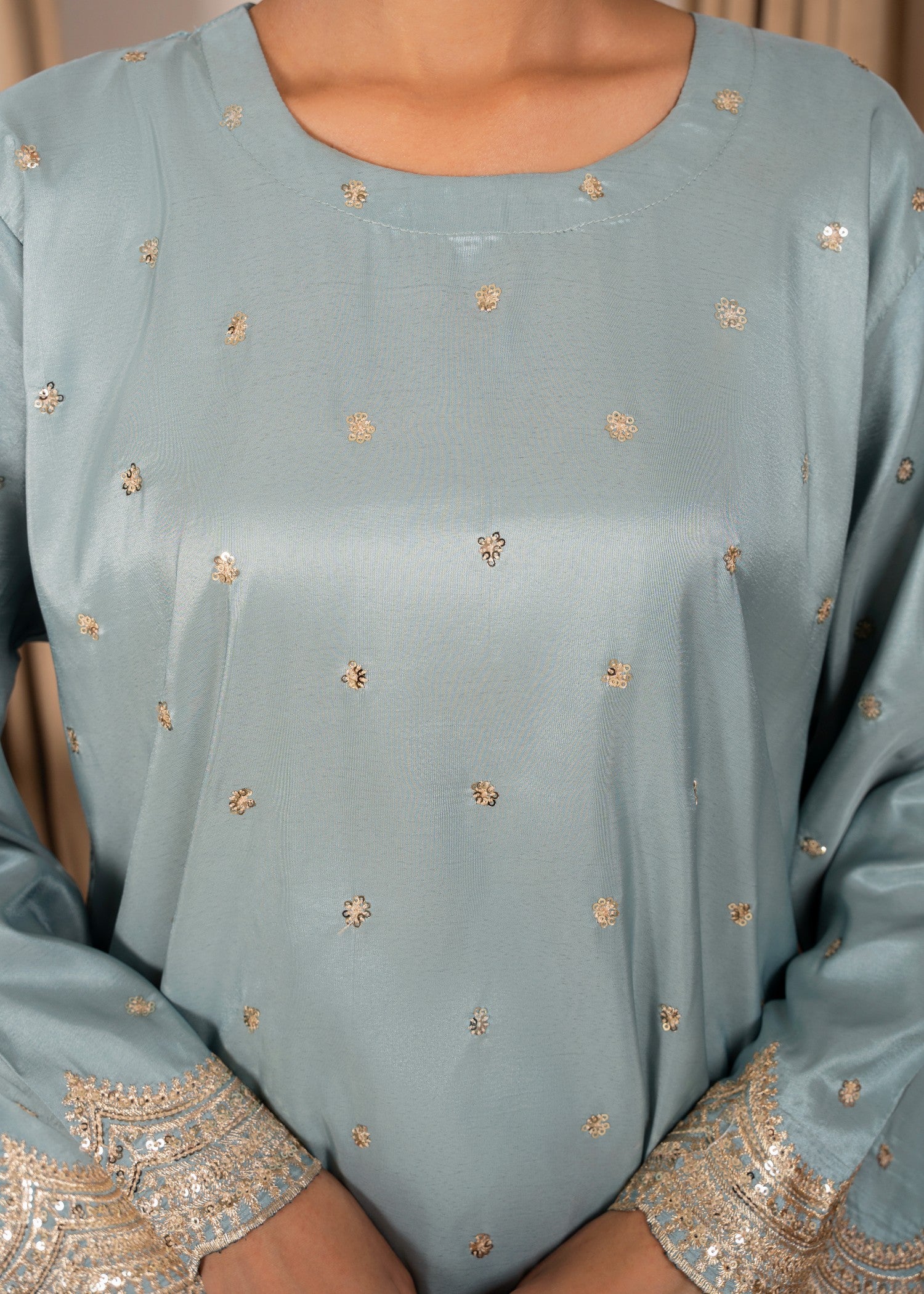kattan silk Kurta Set in Powder blue
