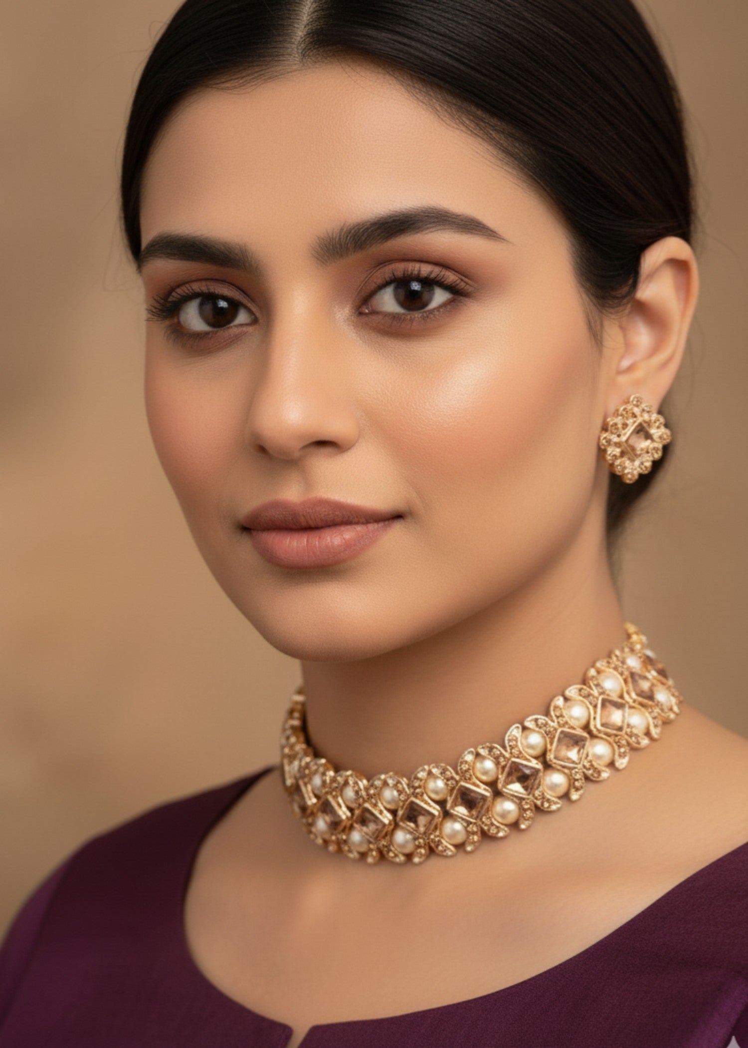Choker in Champagne Color by - Trendy Women Choker SQB6771