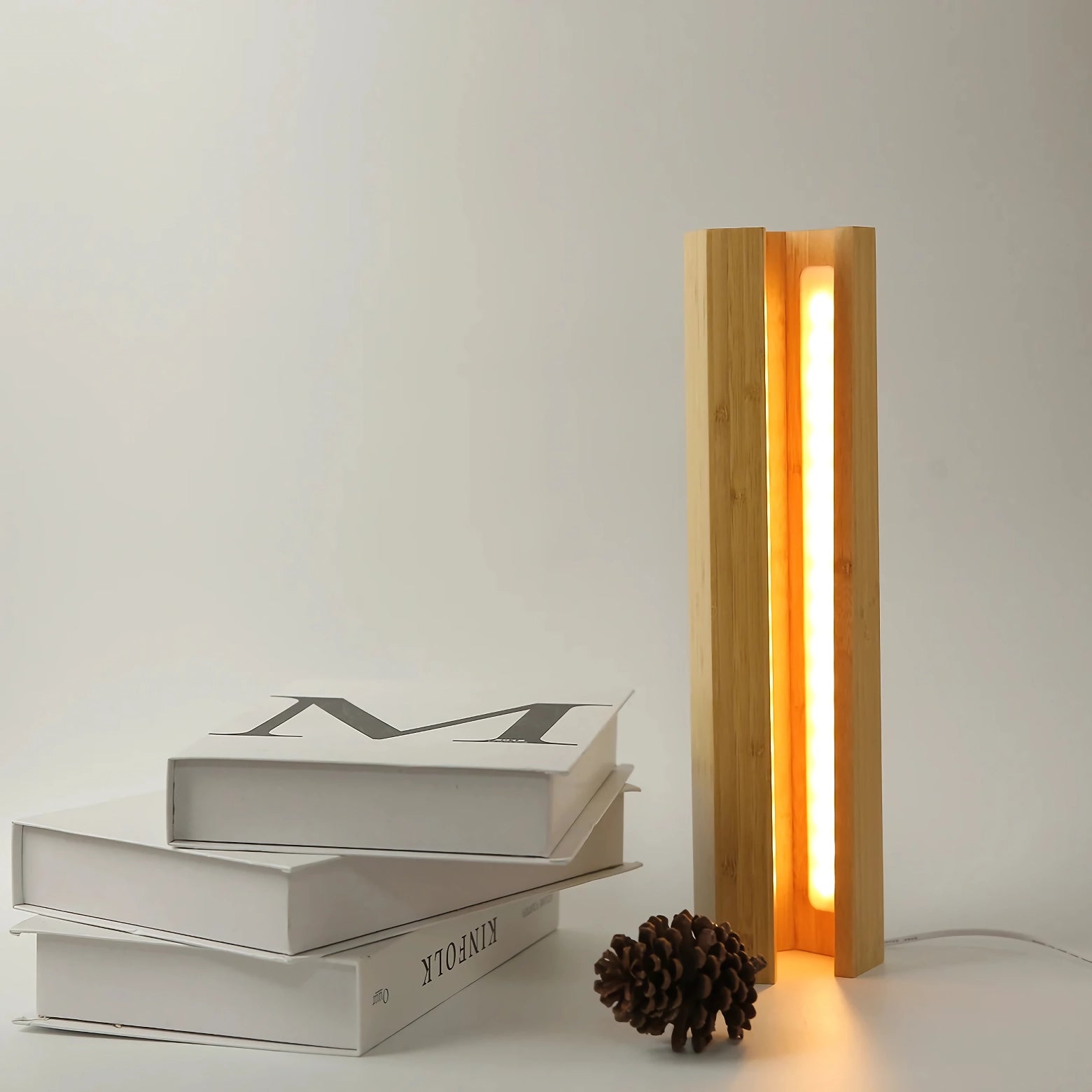 Elegant Bamboo LED Table Lamp - Soft Bedside Light with Eye Protection