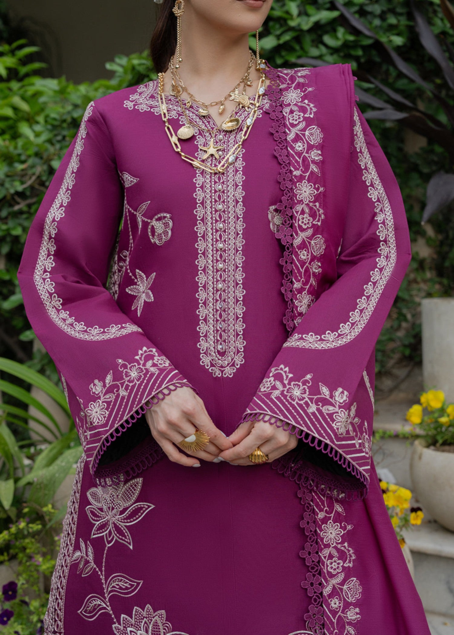 lawn Unstitched in Fuchsia pink