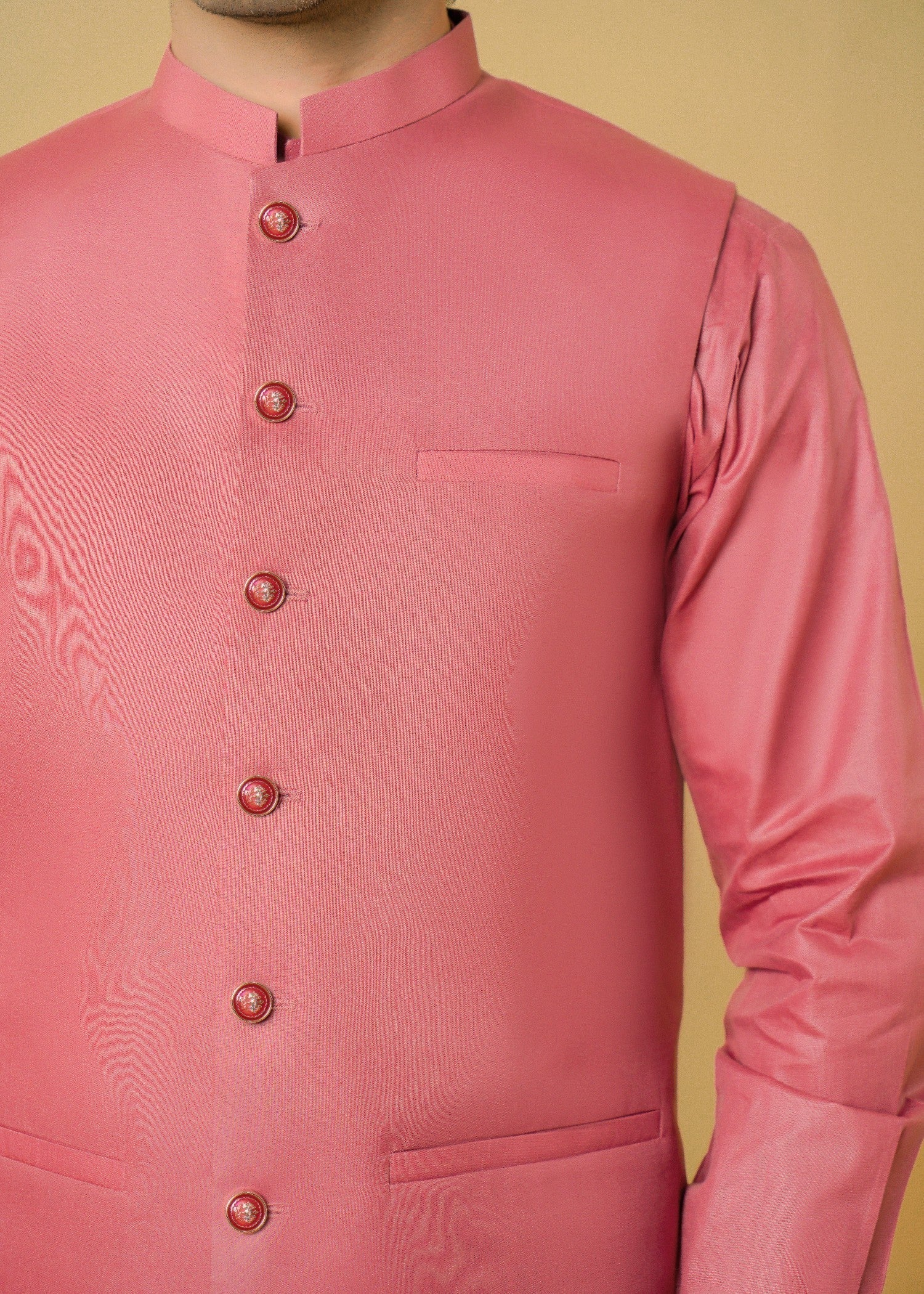 cotton Waistcoat in Watermelon pink