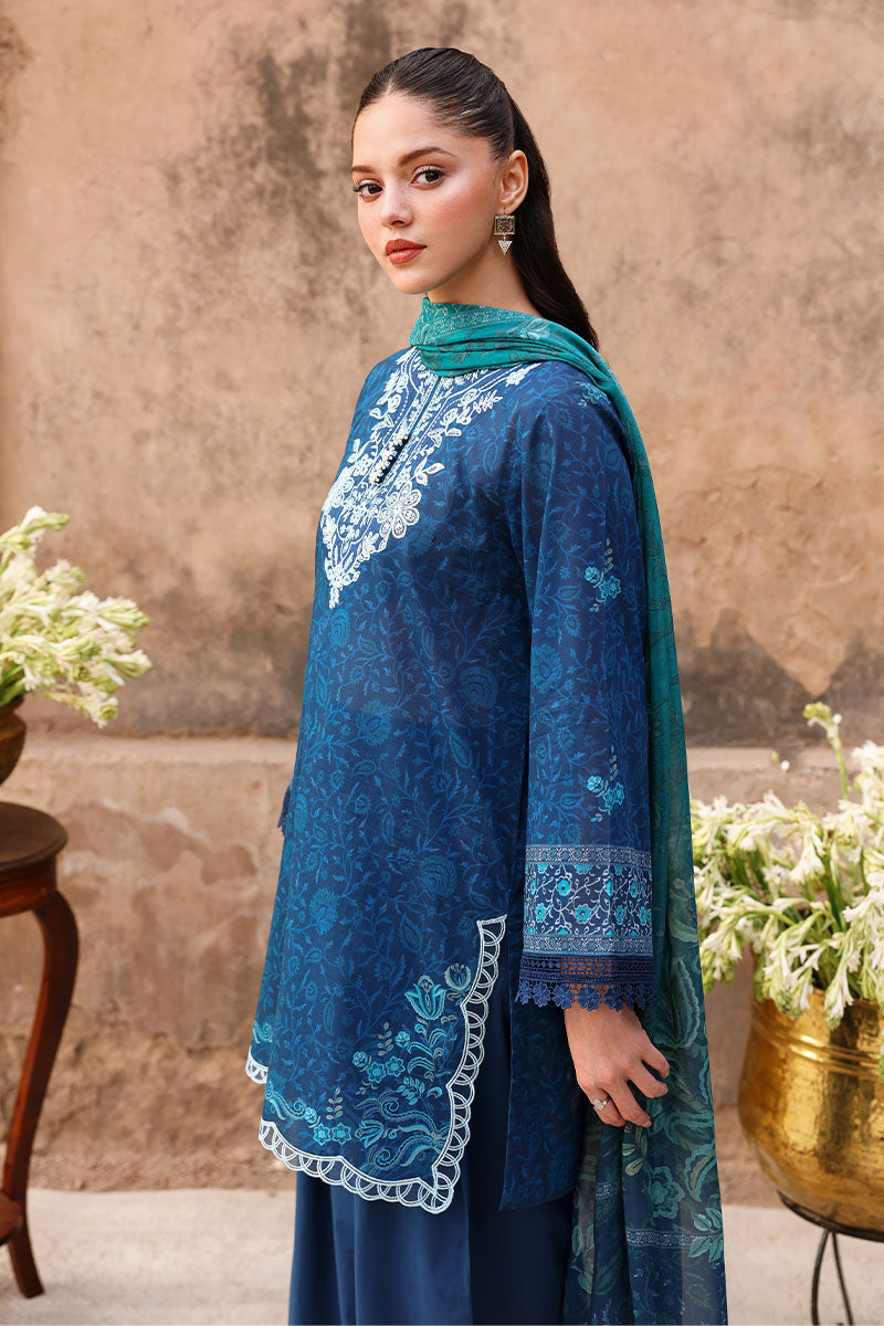 Festive – Prussian Waves - Printed Lawn