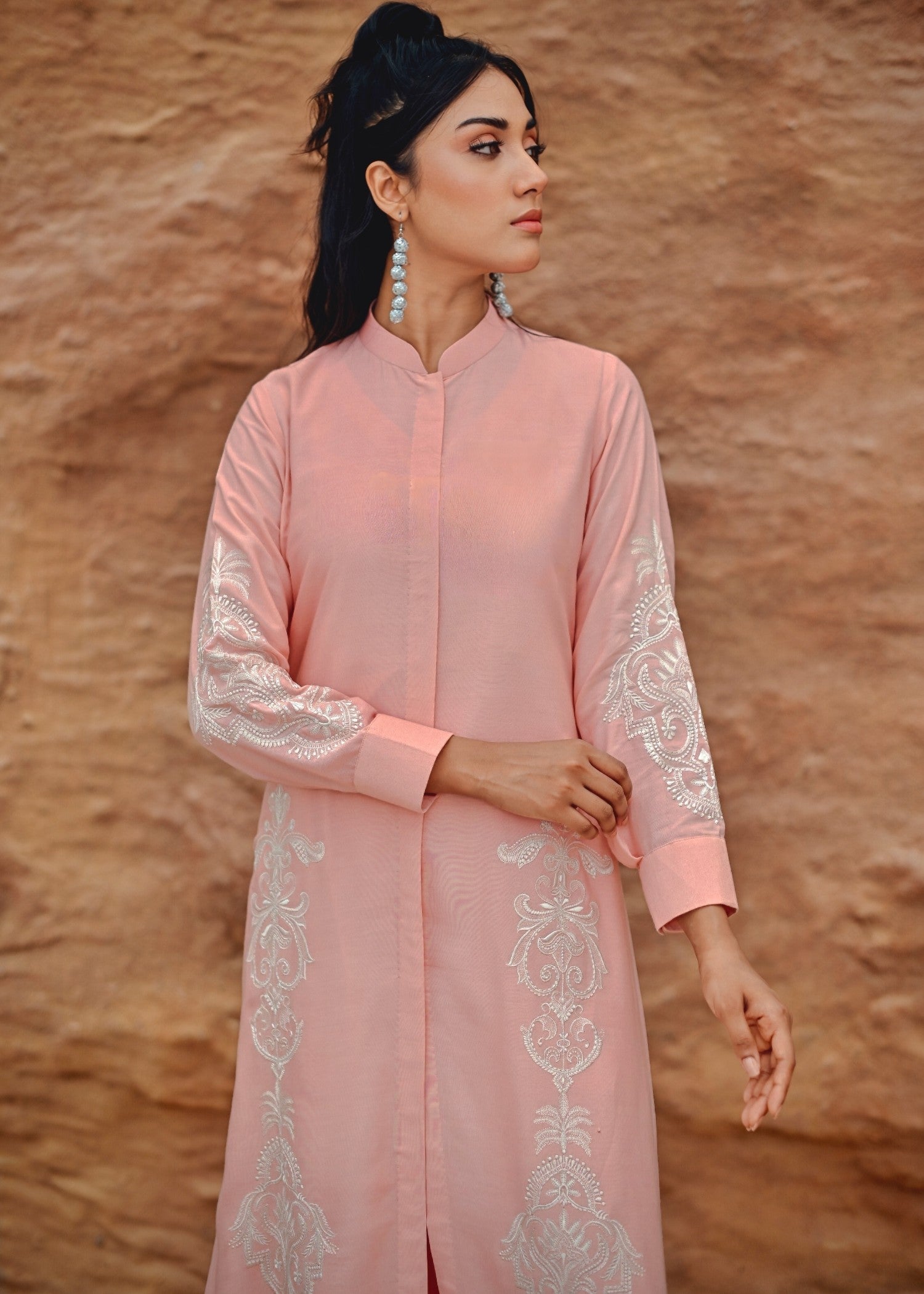 cotton viscose Kurta Set in Blush pink