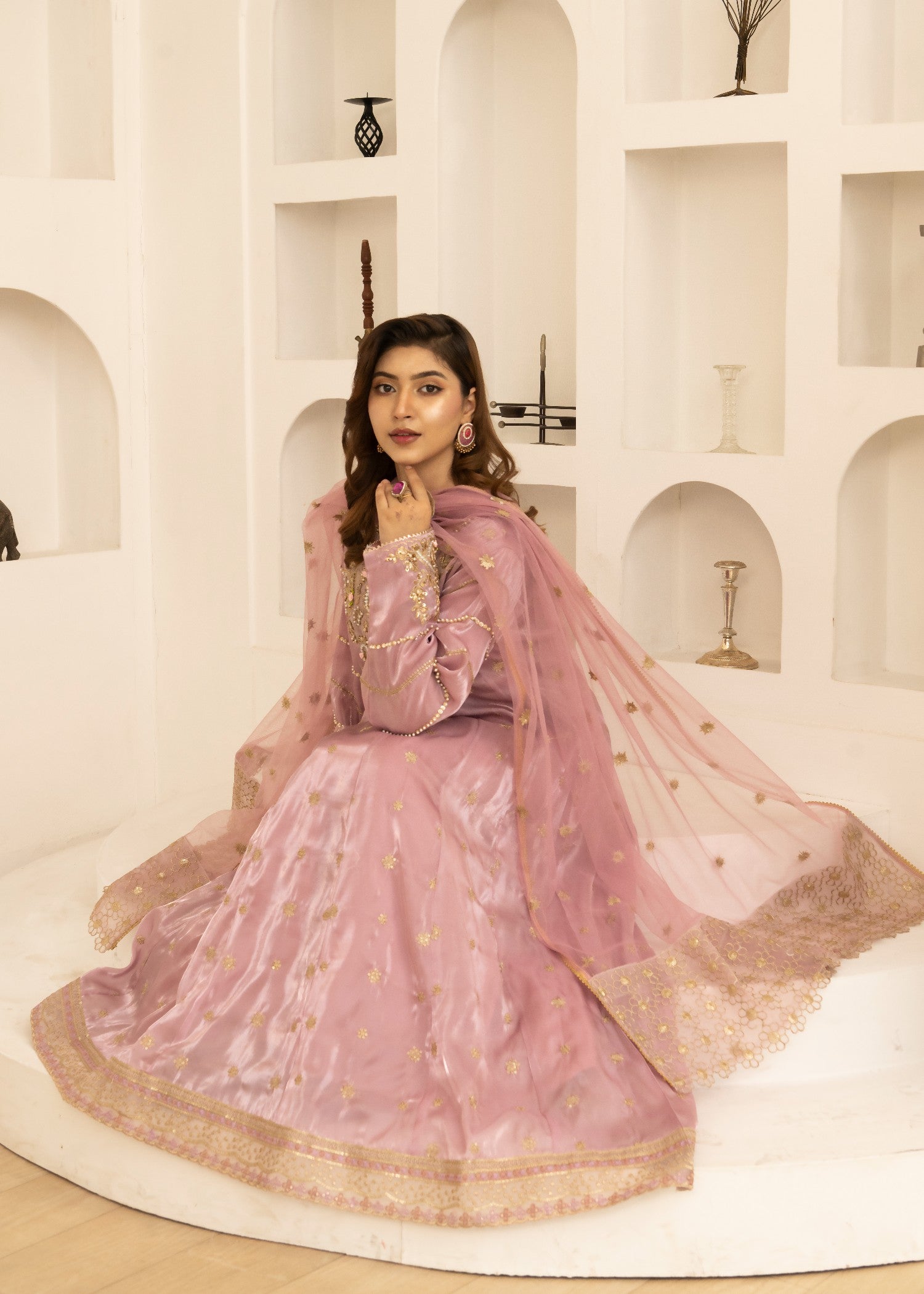 chiffon silk Maxi in Mauve pink