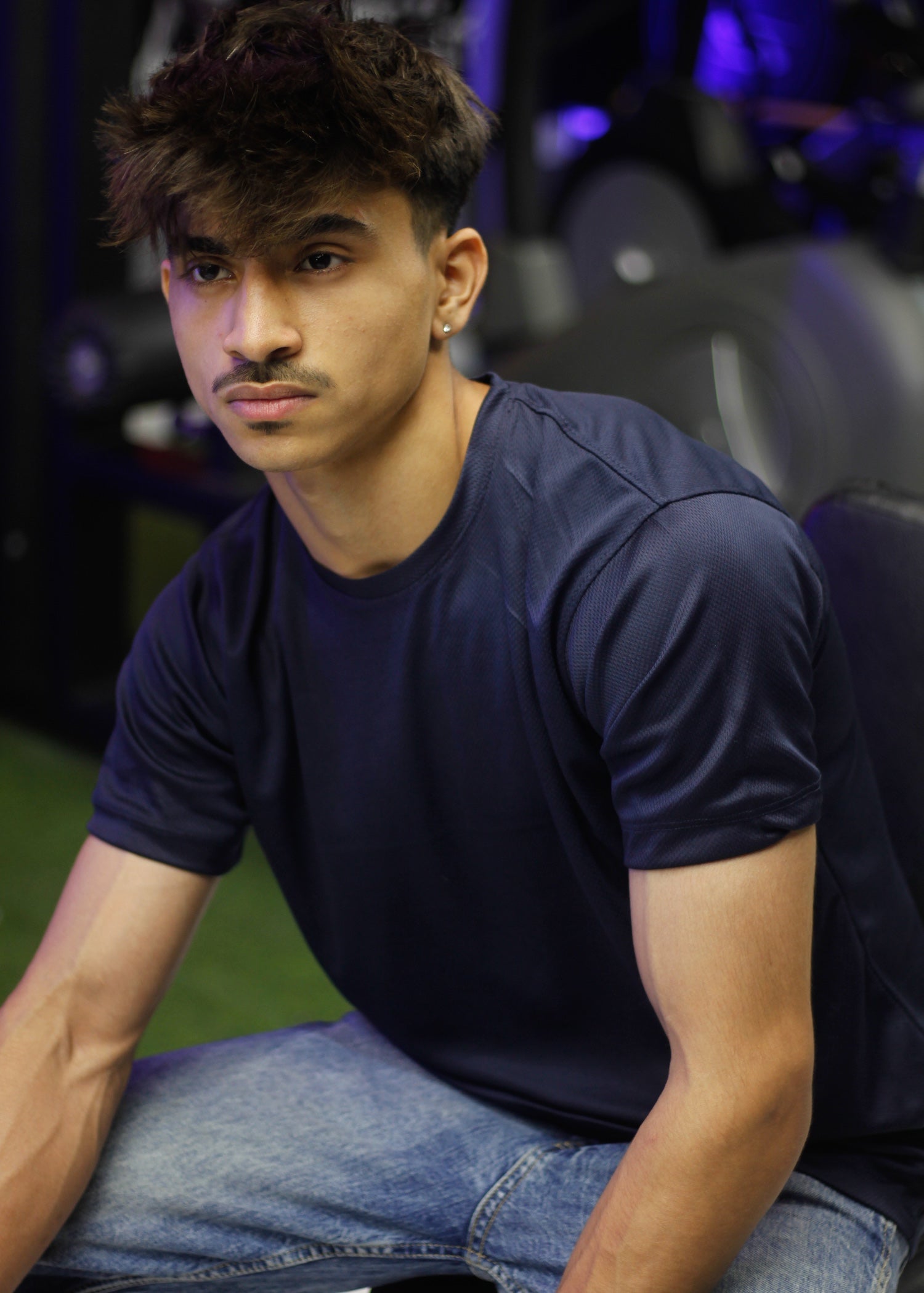 polyester T Shirt in Navy blue