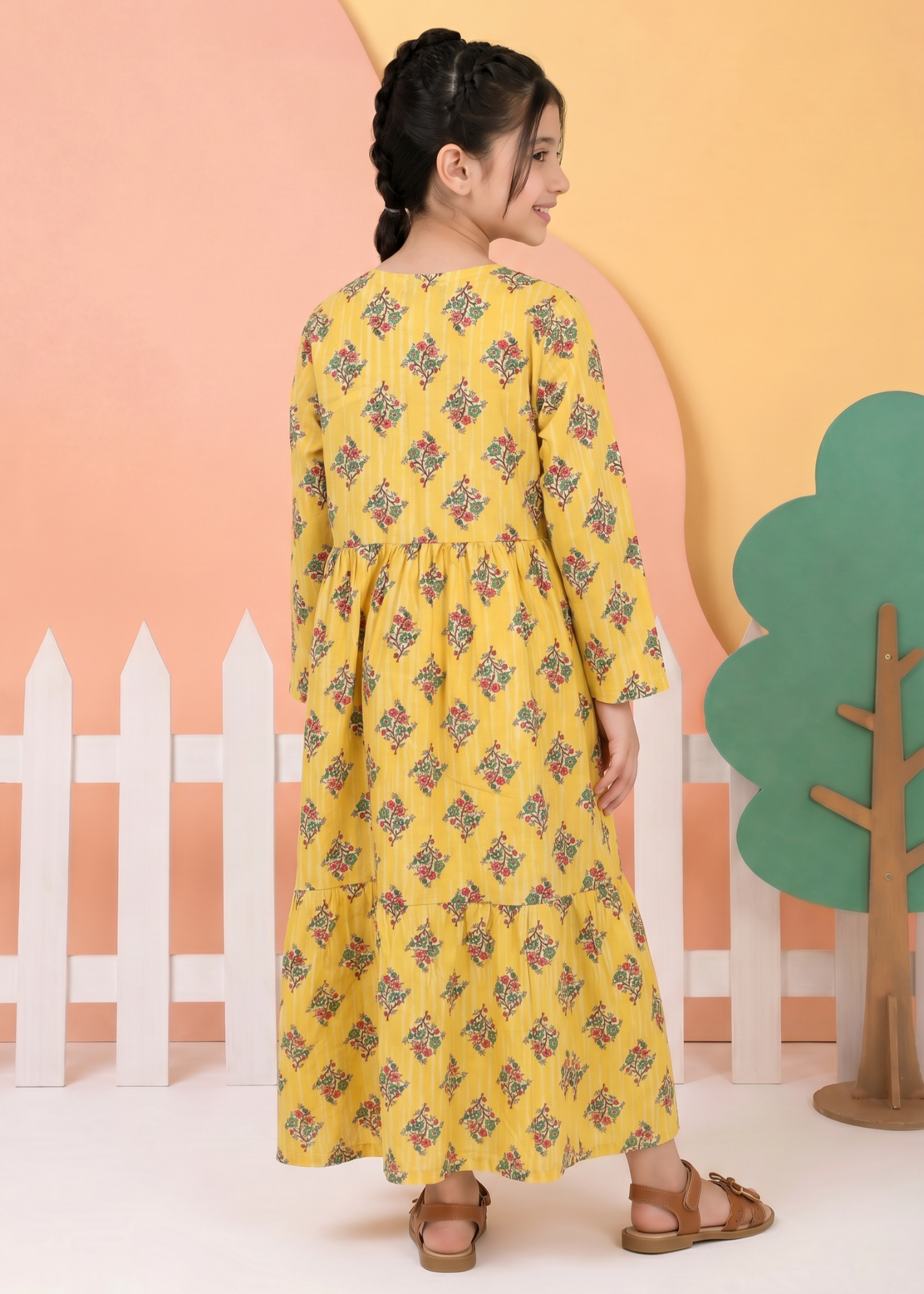 lawn Pishwas in Mustard