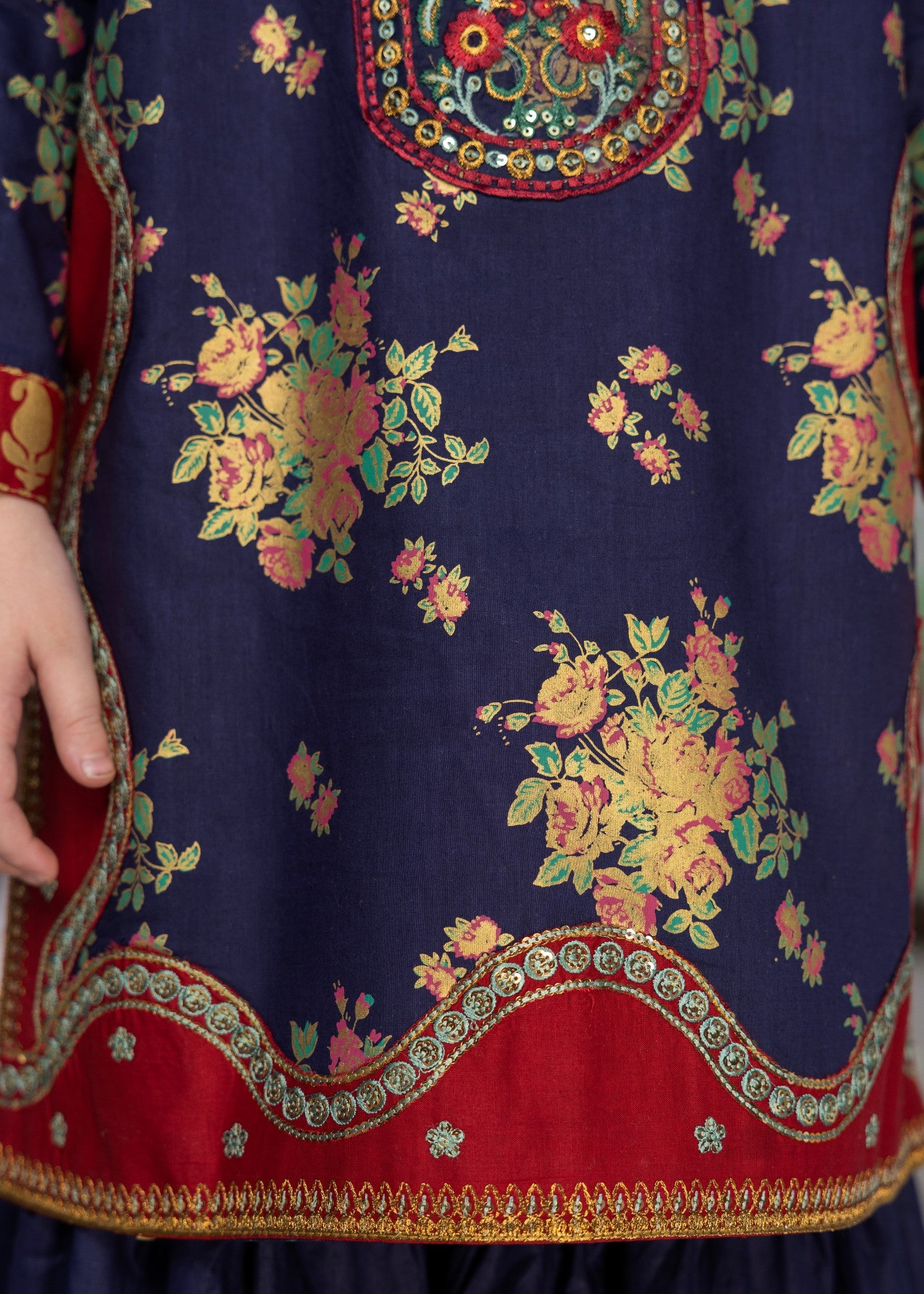 lawn cotton Gharara in Dark blue