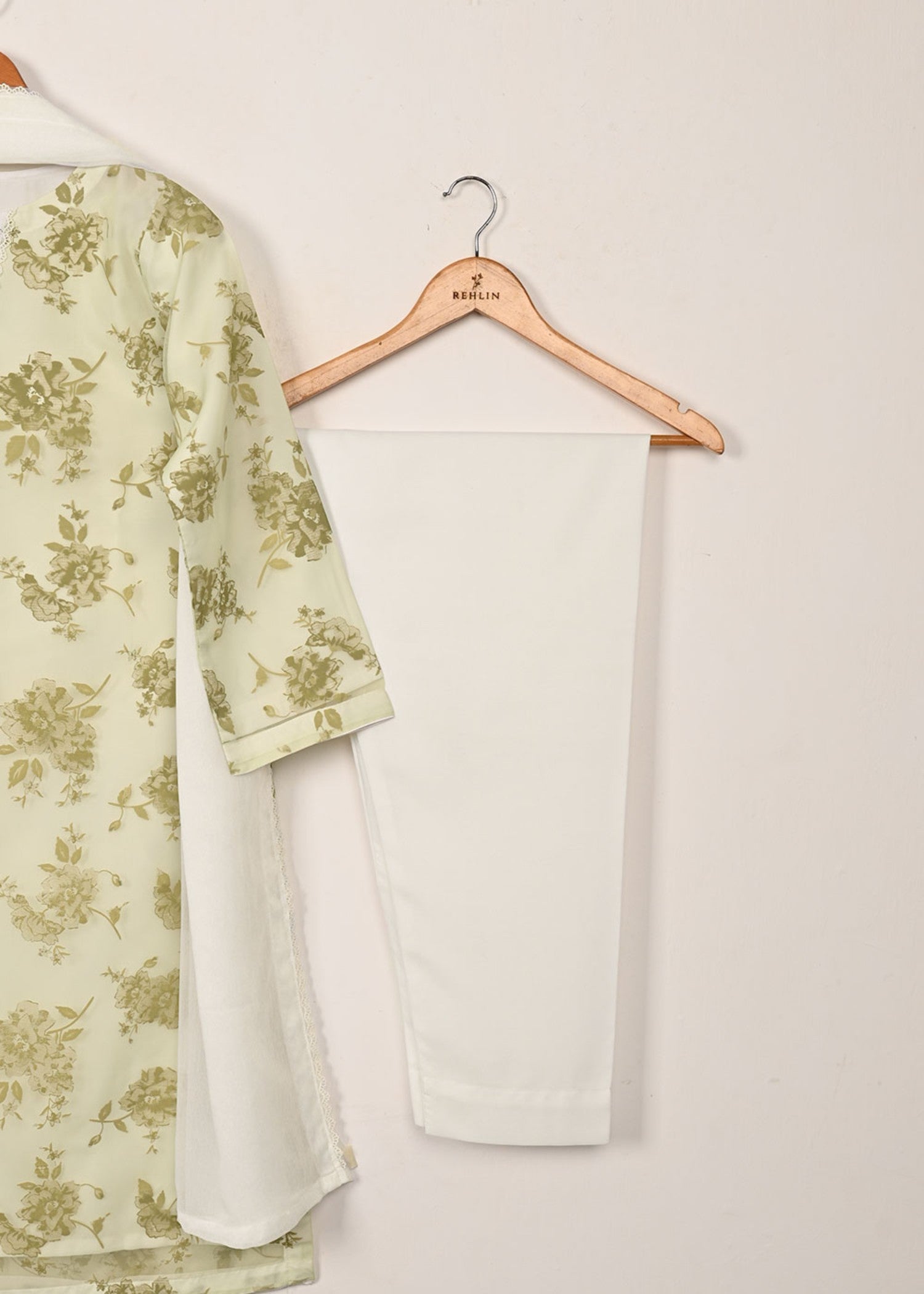 organza Kurta Set in Forest green, olive green