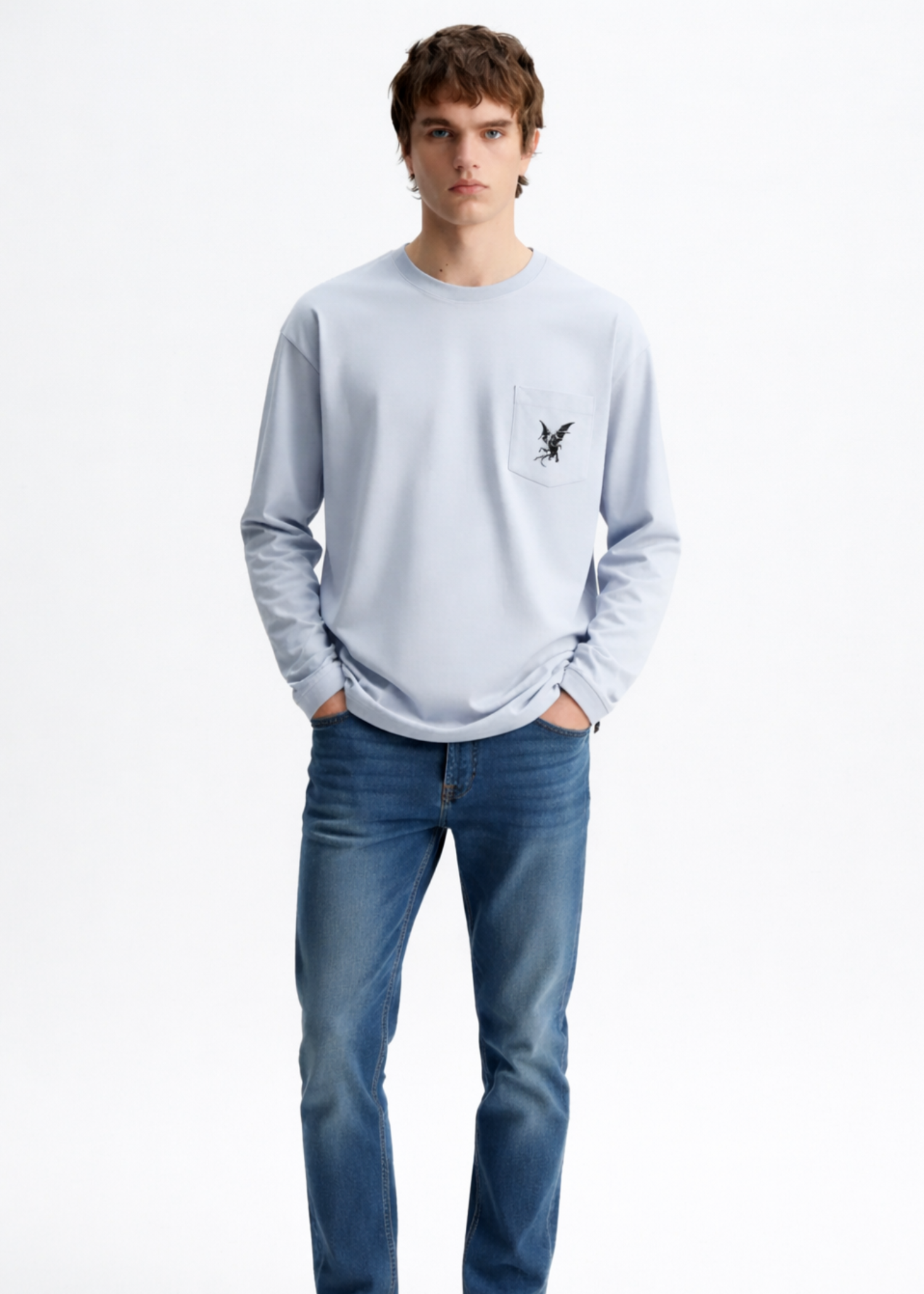 fleece Sweatshirt in Light blue