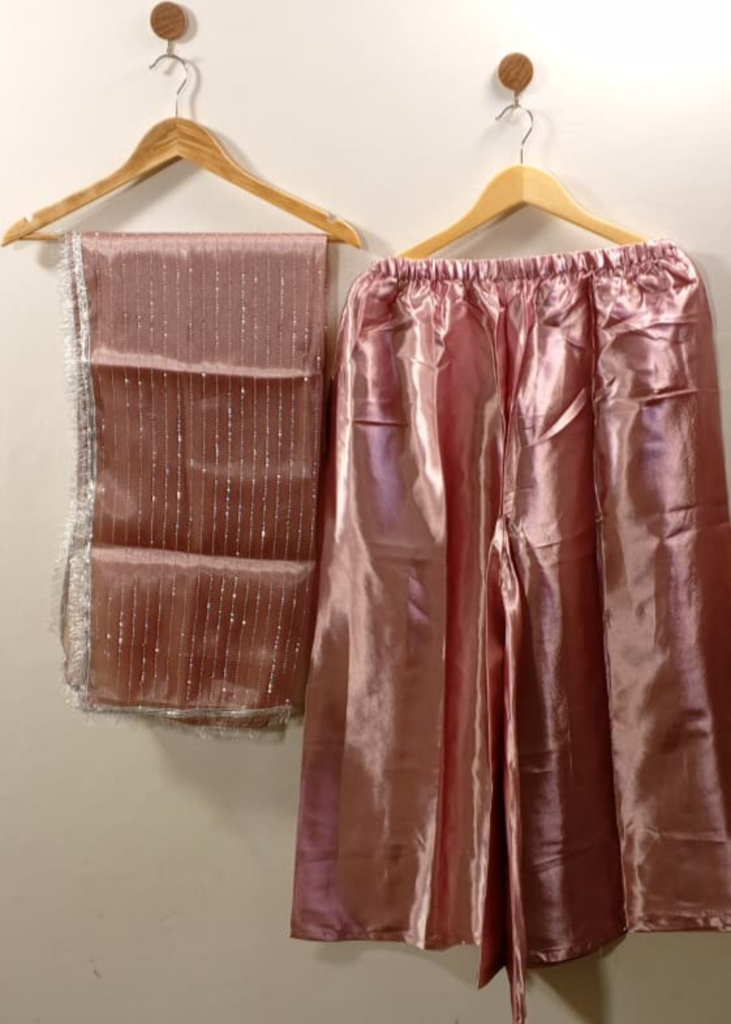 crinkle Kurta Set in Purple taupe