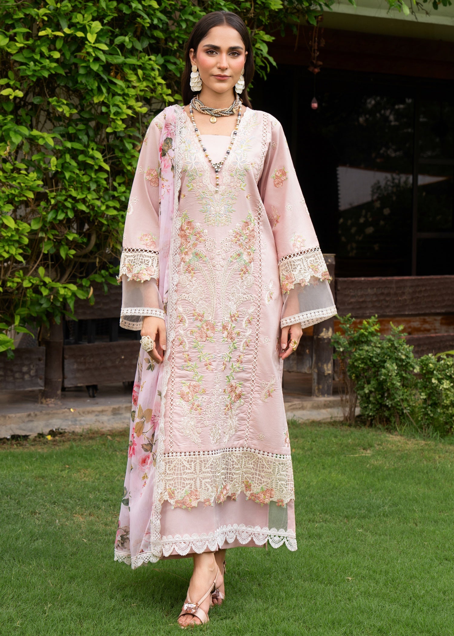 lawn Kurta Set in Orchid pink