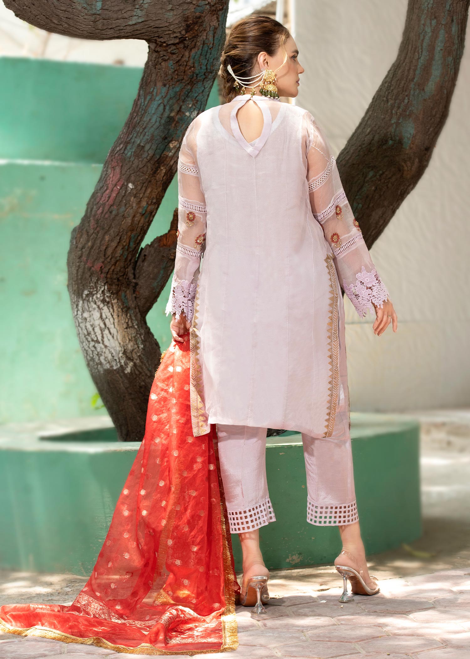 organza Kurta Set in Lavender