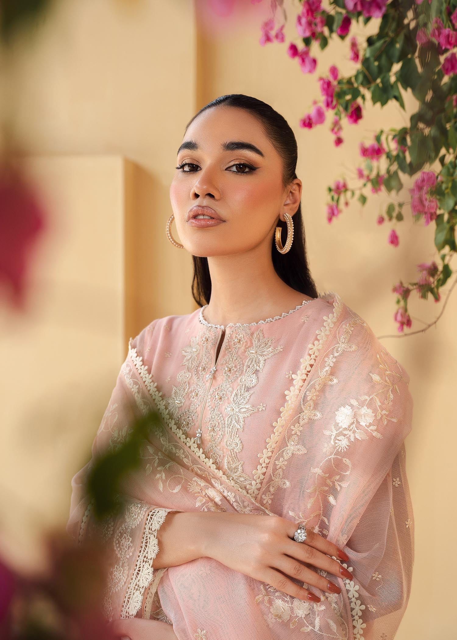 cotton net Kurta Set in Pastel pink