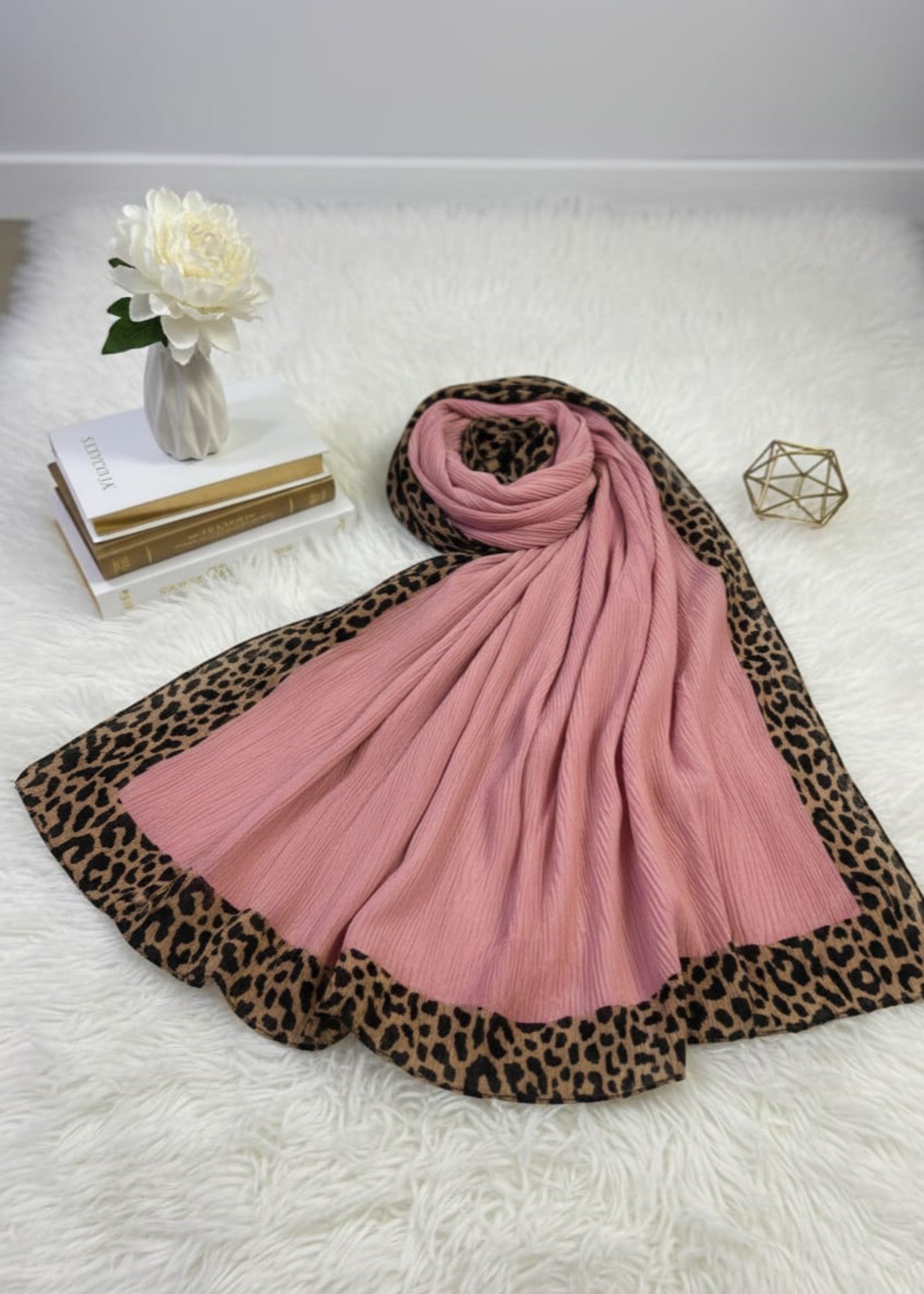 ribbed lawn Hijab in Rose pink