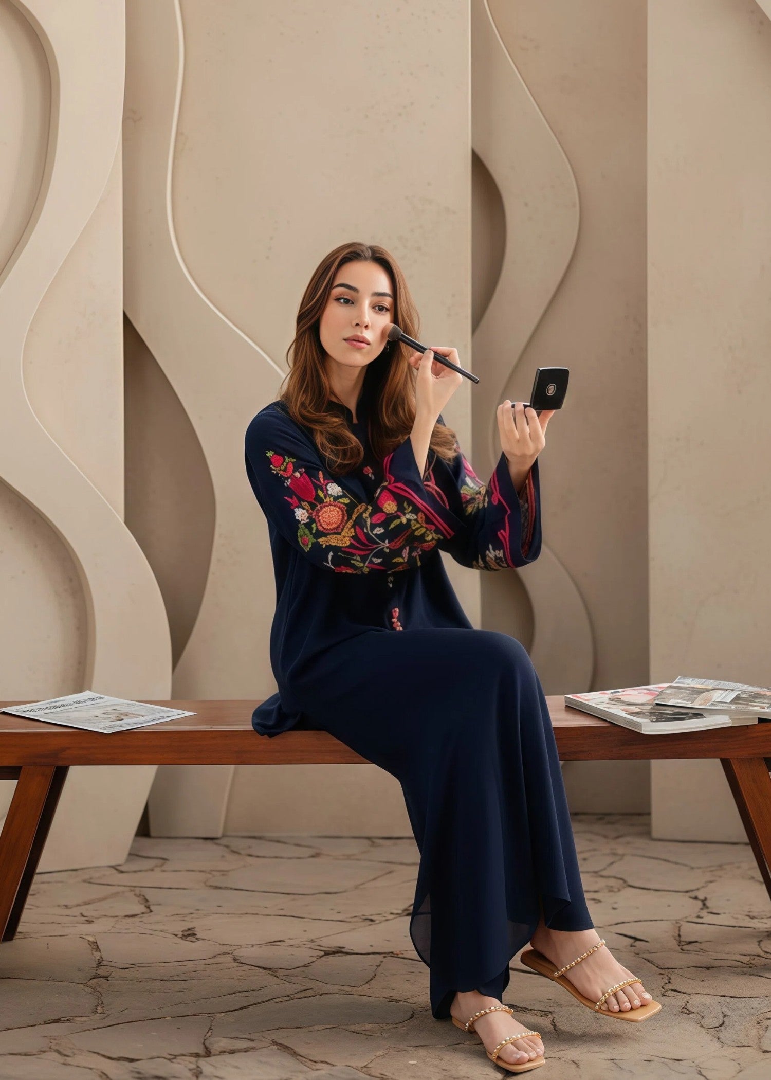 linen Kurta Set in Blue