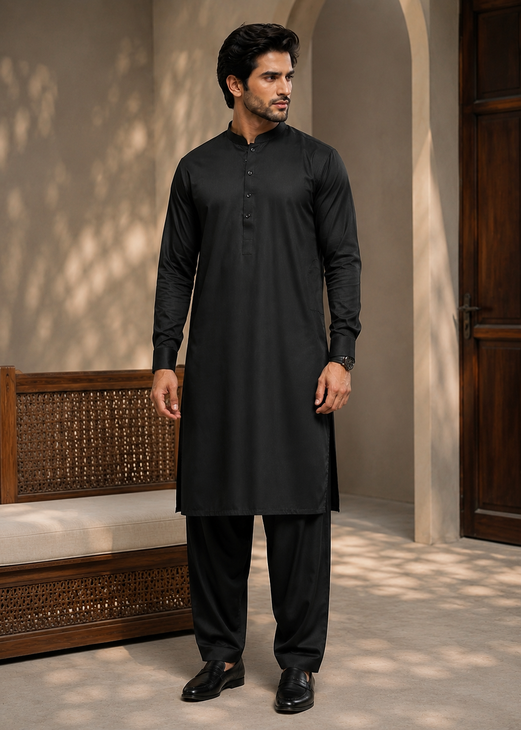 wash & wear Shalwar Kameez in Black by Dulha Dress House