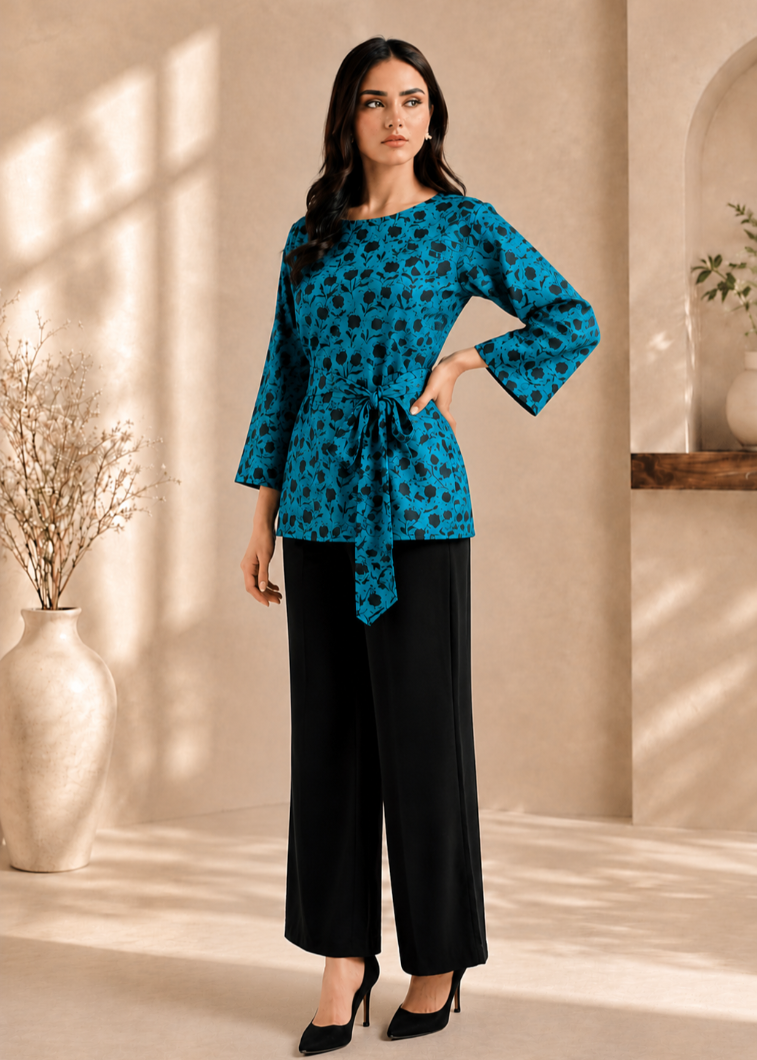 linen Top in Teal