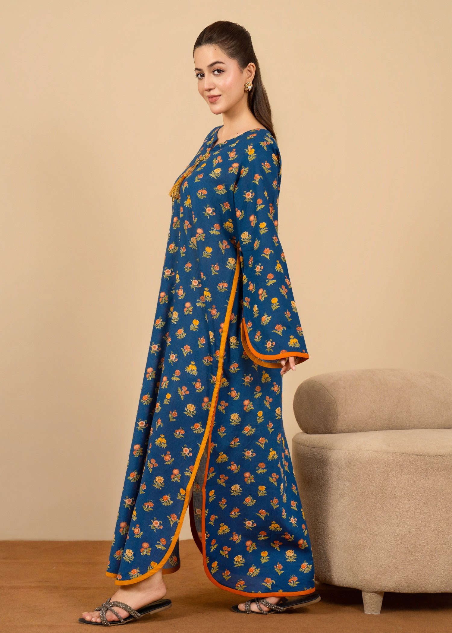 lawn Kaftan in Blue