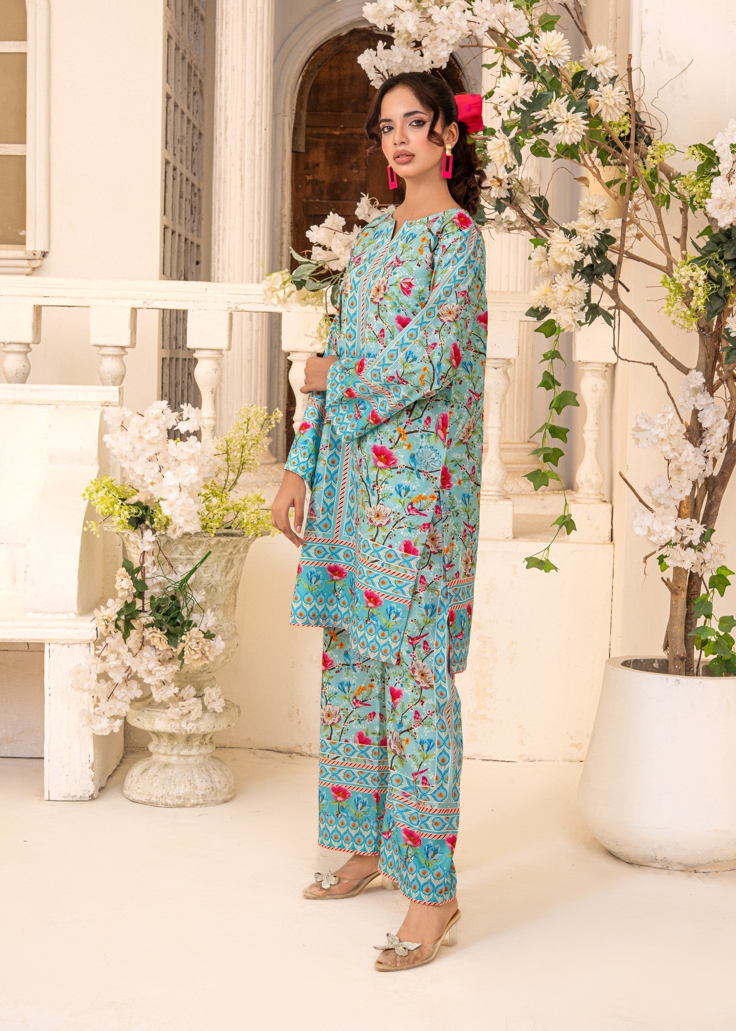 swiss lawn Co Ord Sets in Sky blue