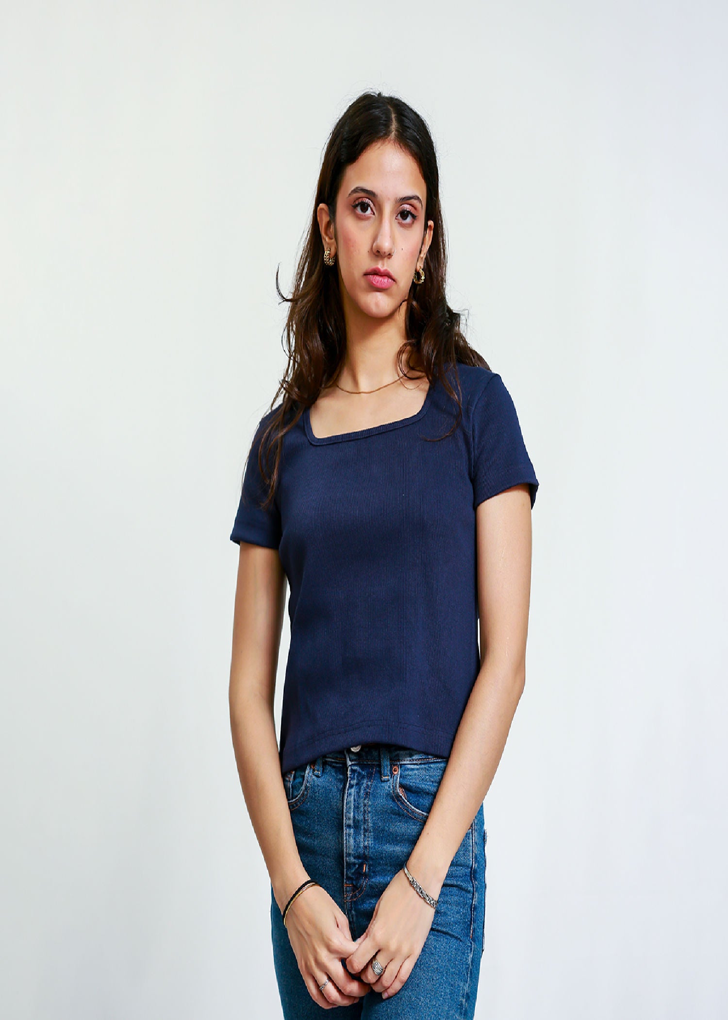 cotton Blouse in Navy blue