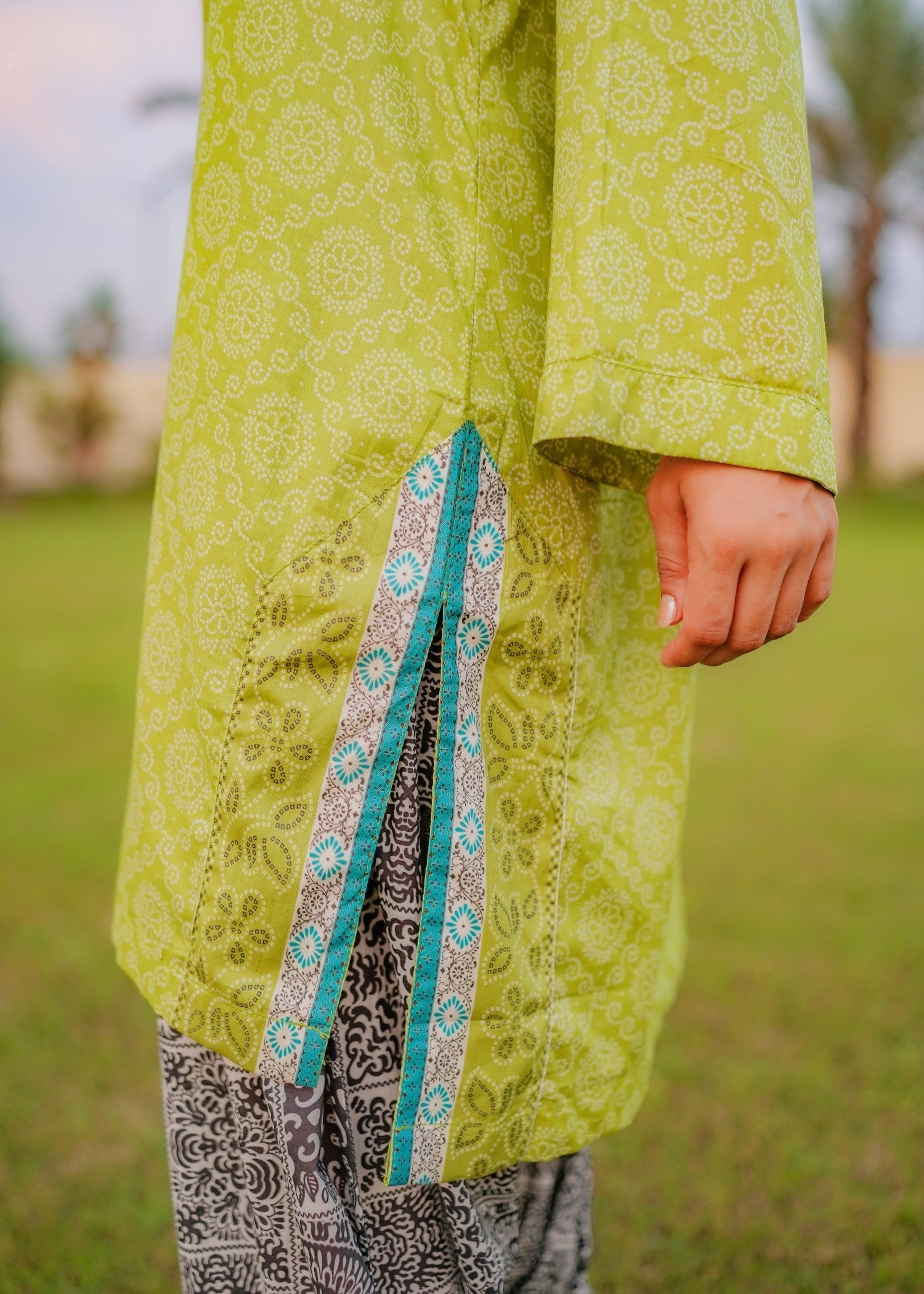 lawn Kurta Set in Pastel green