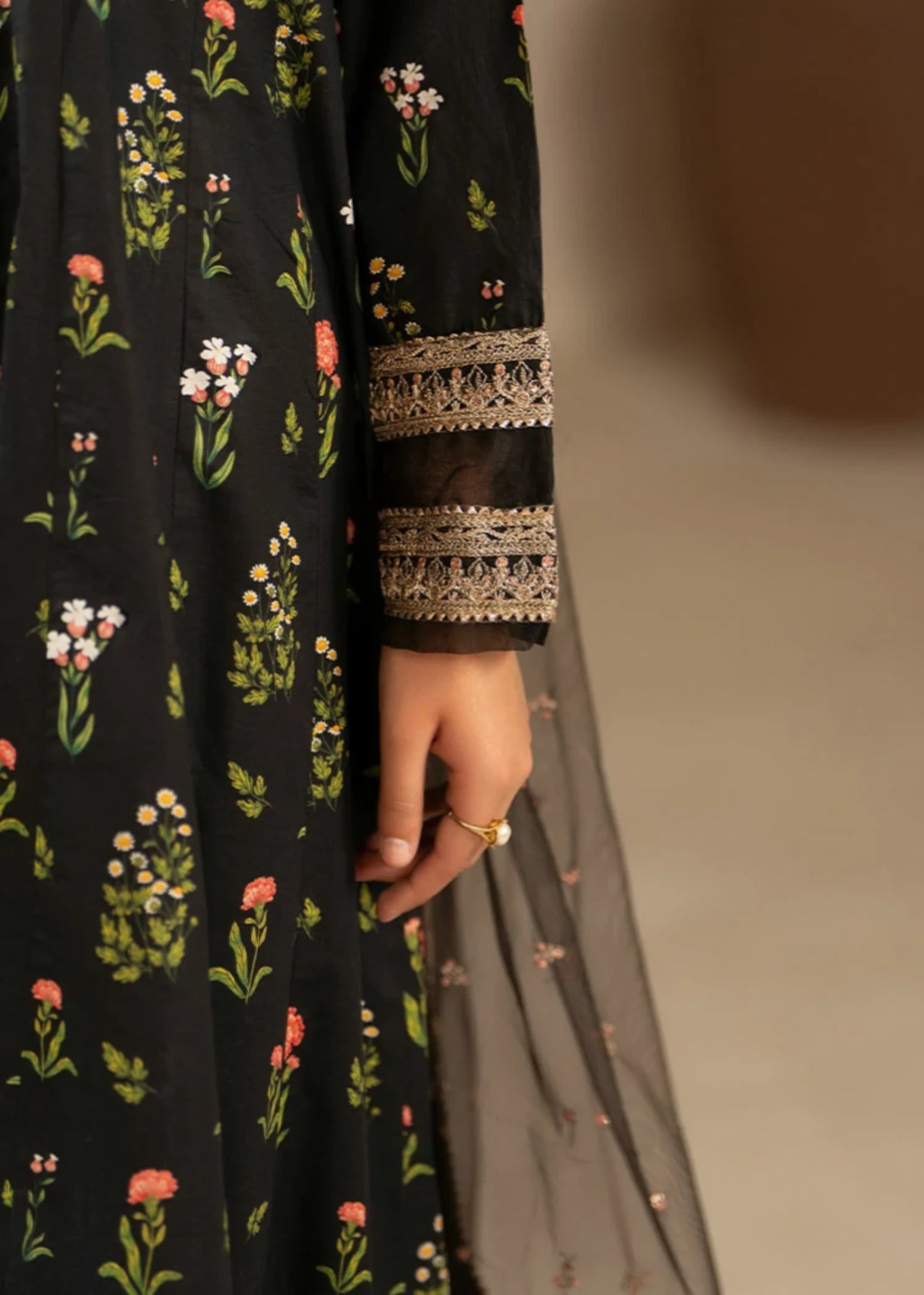 cambric Sharara in Black