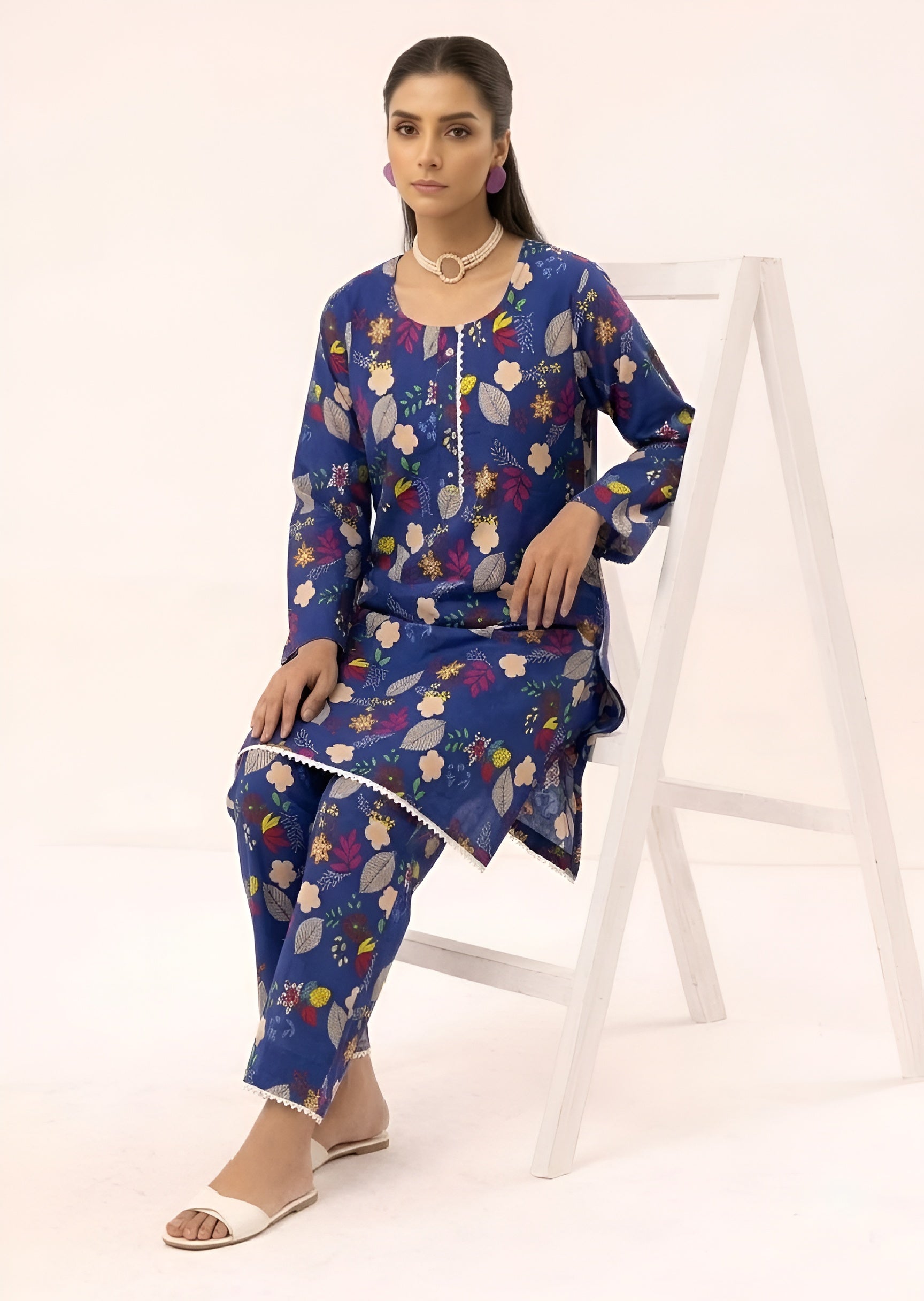 linen Co Ord Sets in Blue, multi