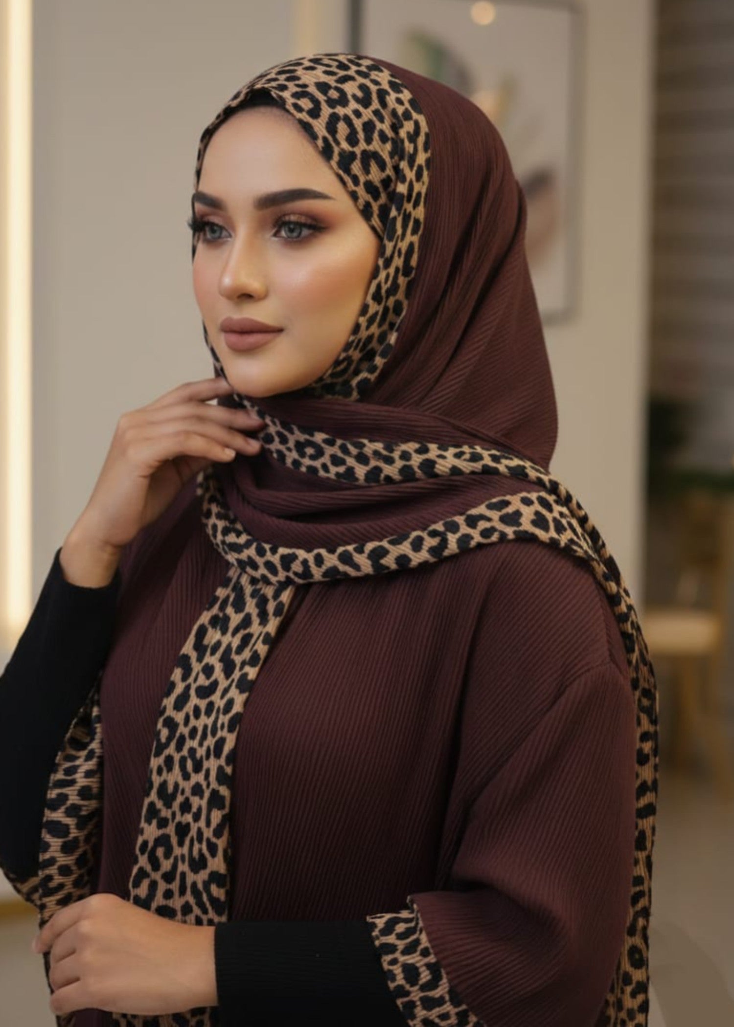 ribbed lawn Hijab in Coffee brown