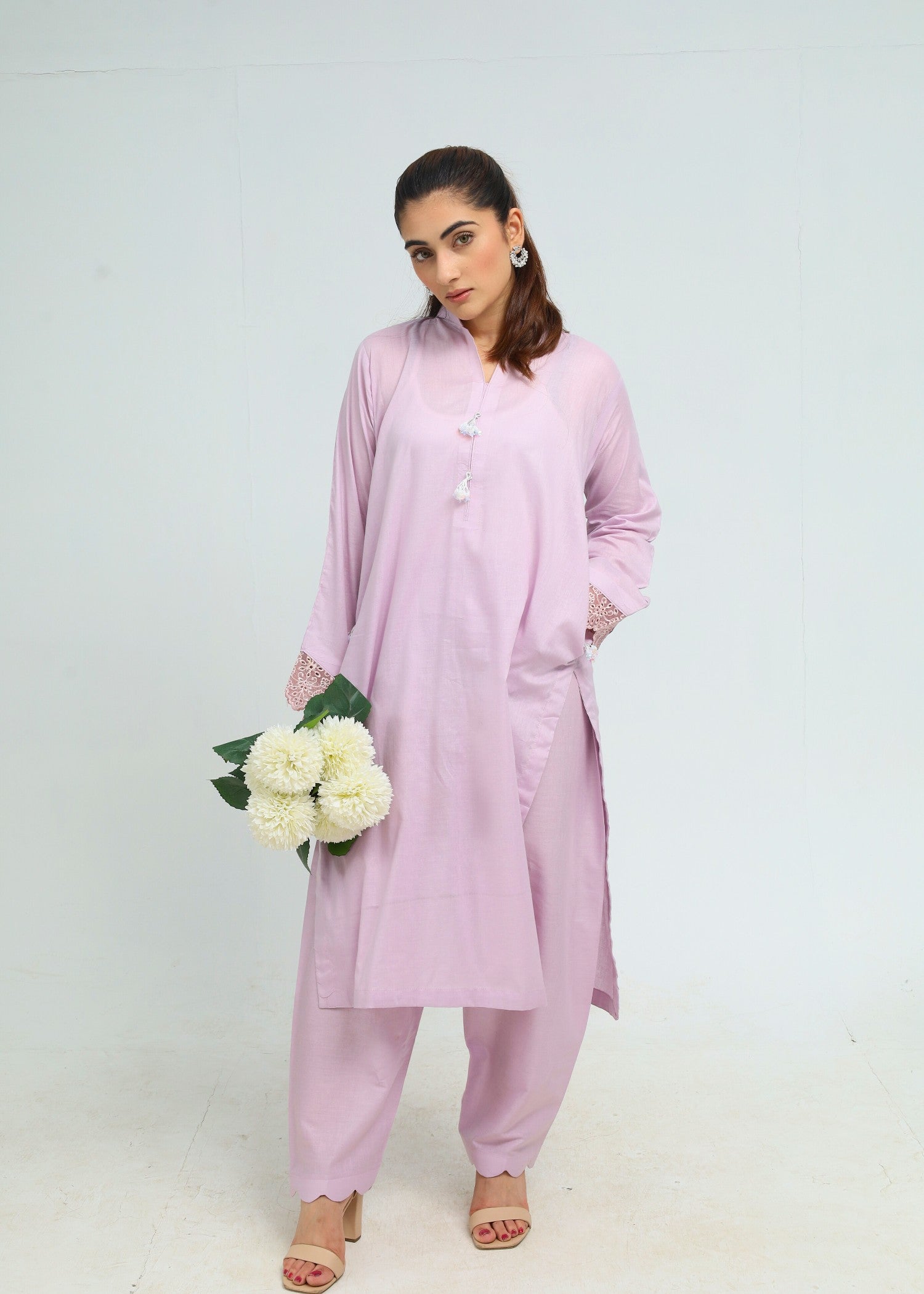 cotton Kurta Set in Lavender mist